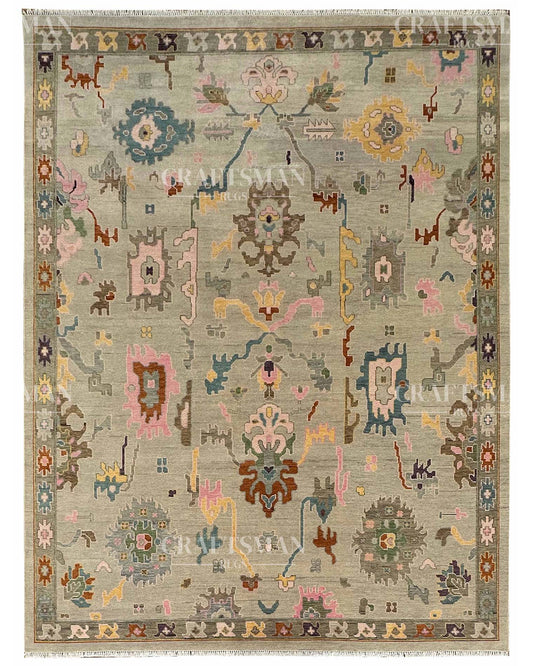 Kalren Wool Hand-Knotted Oushak-Inspired Rug