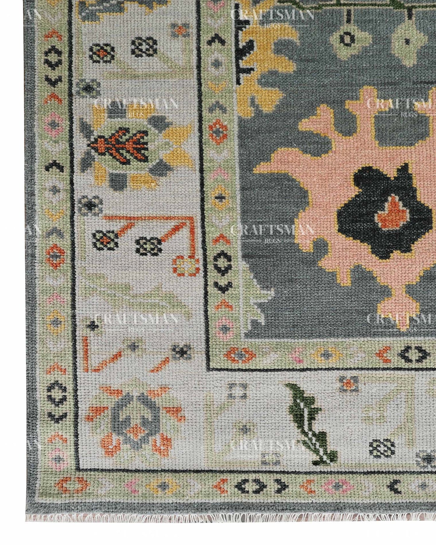 Smyrna Wool Hand-Knotted Oushak-Inspired Rug