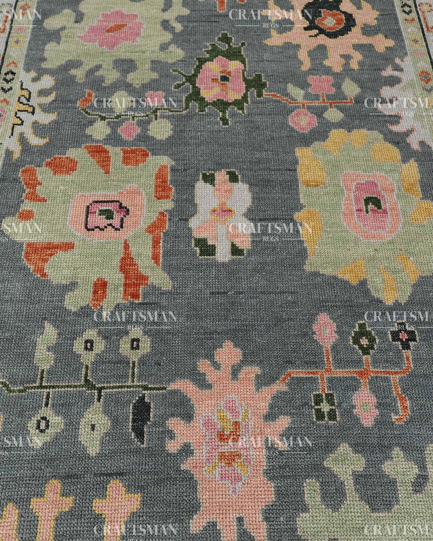 Smyrna Wool Hand-Knotted Oushak-Inspired Rug