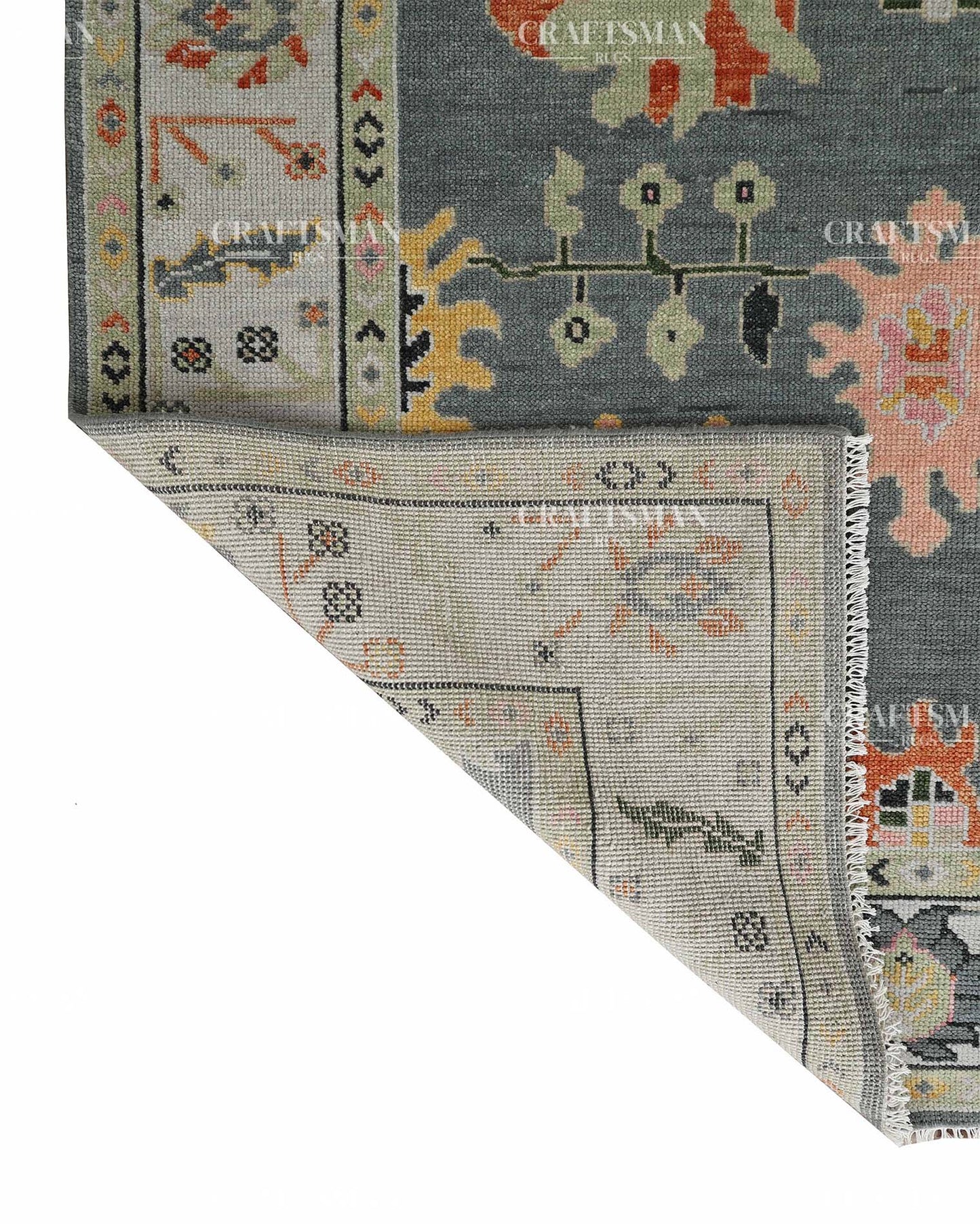 Smyrna Wool Hand-Knotted Oushak-Inspired Rug
