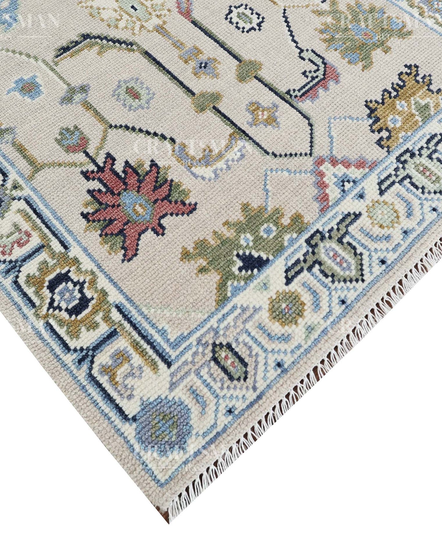 Merin Wool Hand-Knotted Oushak-Inspired Rug