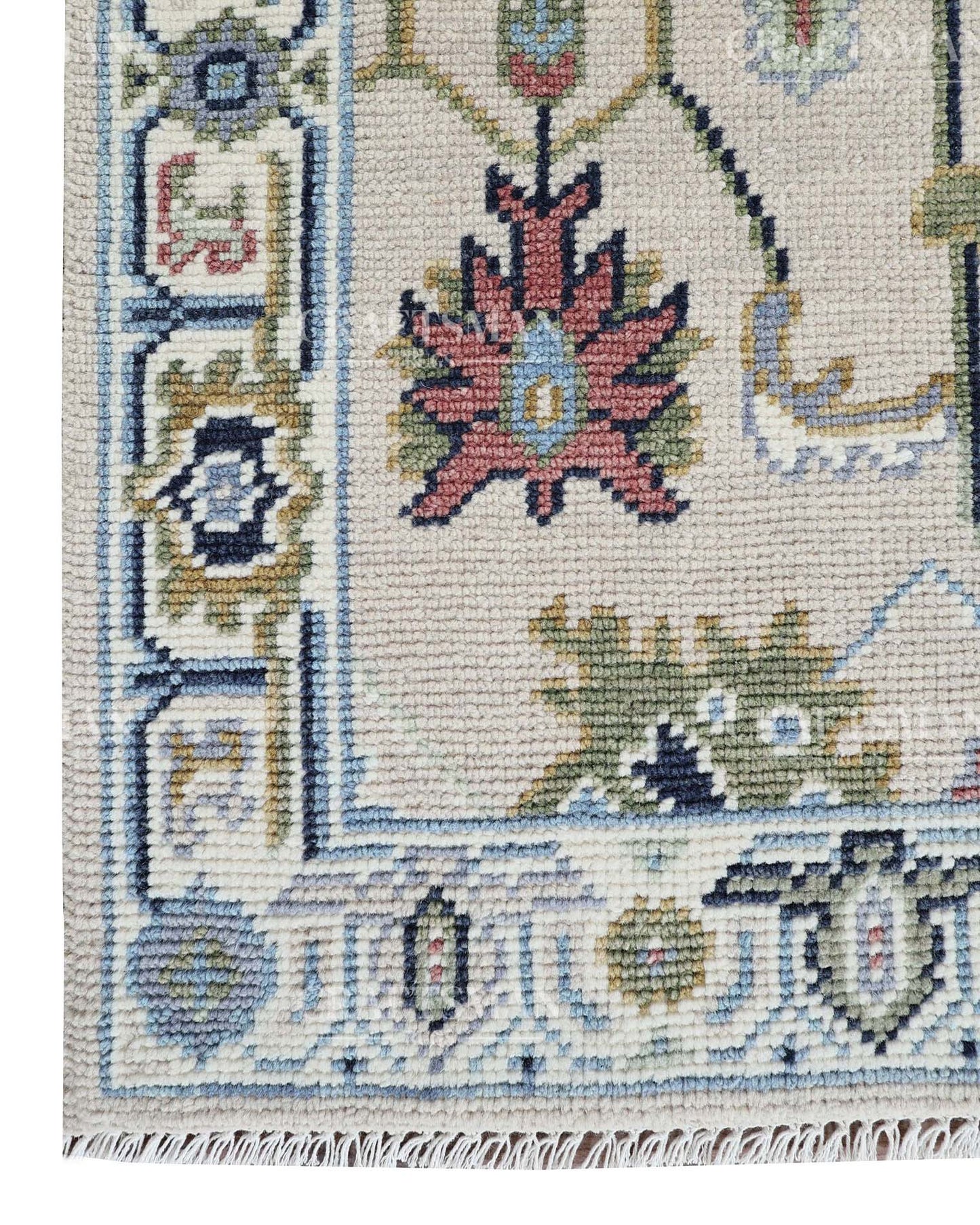 Merin Wool Hand-Knotted Oushak-Inspired Rug