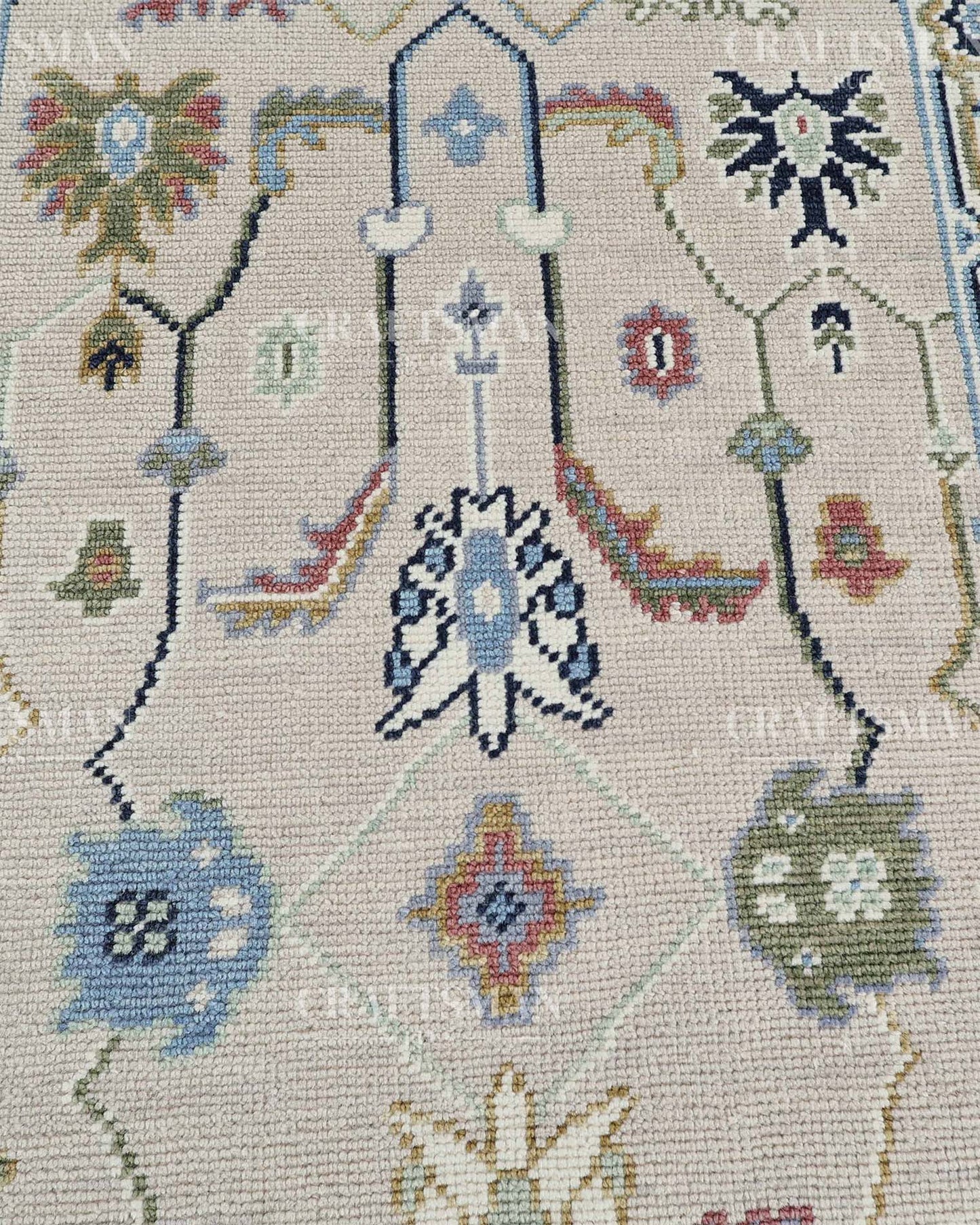 Merin Wool Hand-Knotted Oushak-Inspired Rug