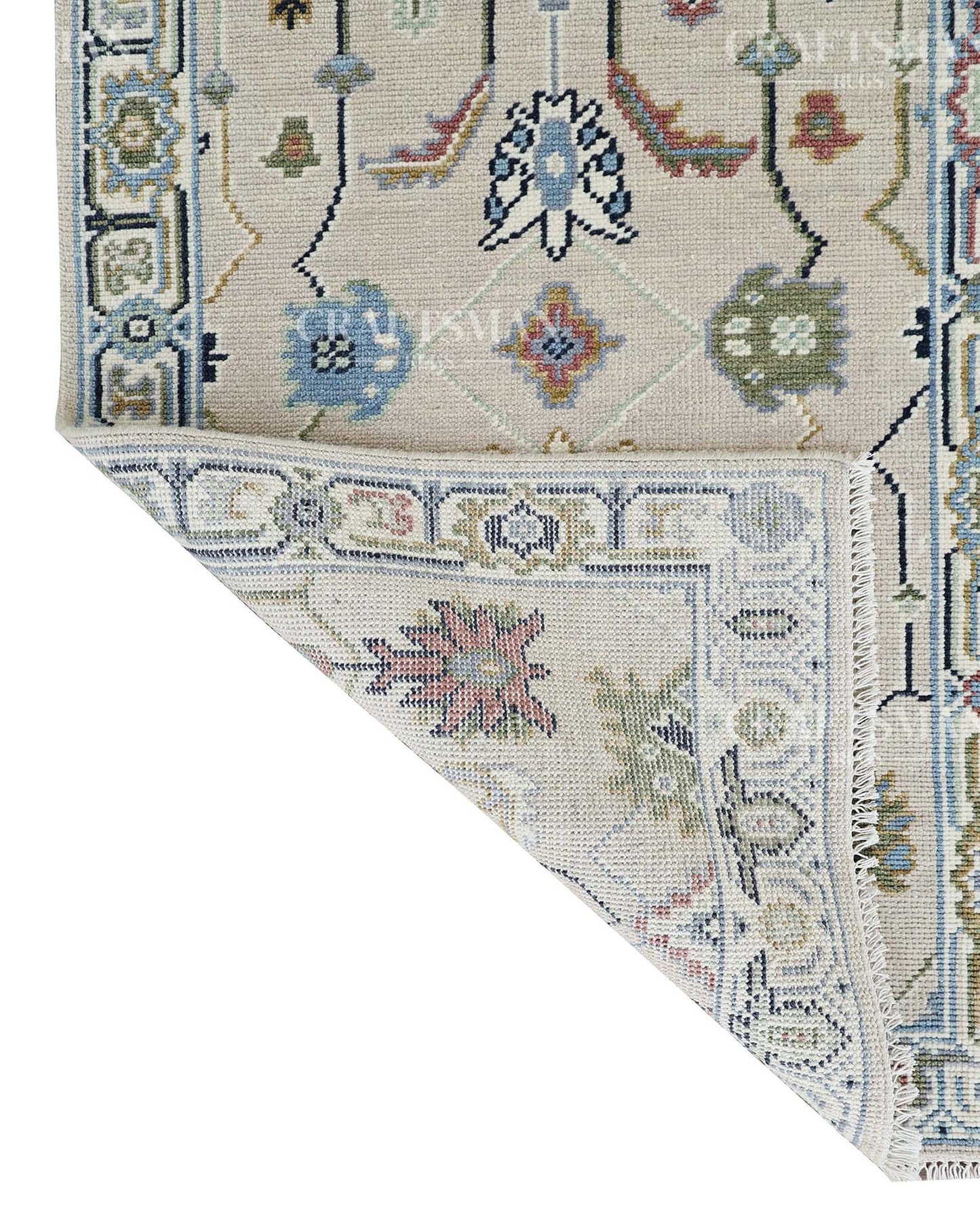 Merin Wool Hand-Knotted Oushak-Inspired Rug