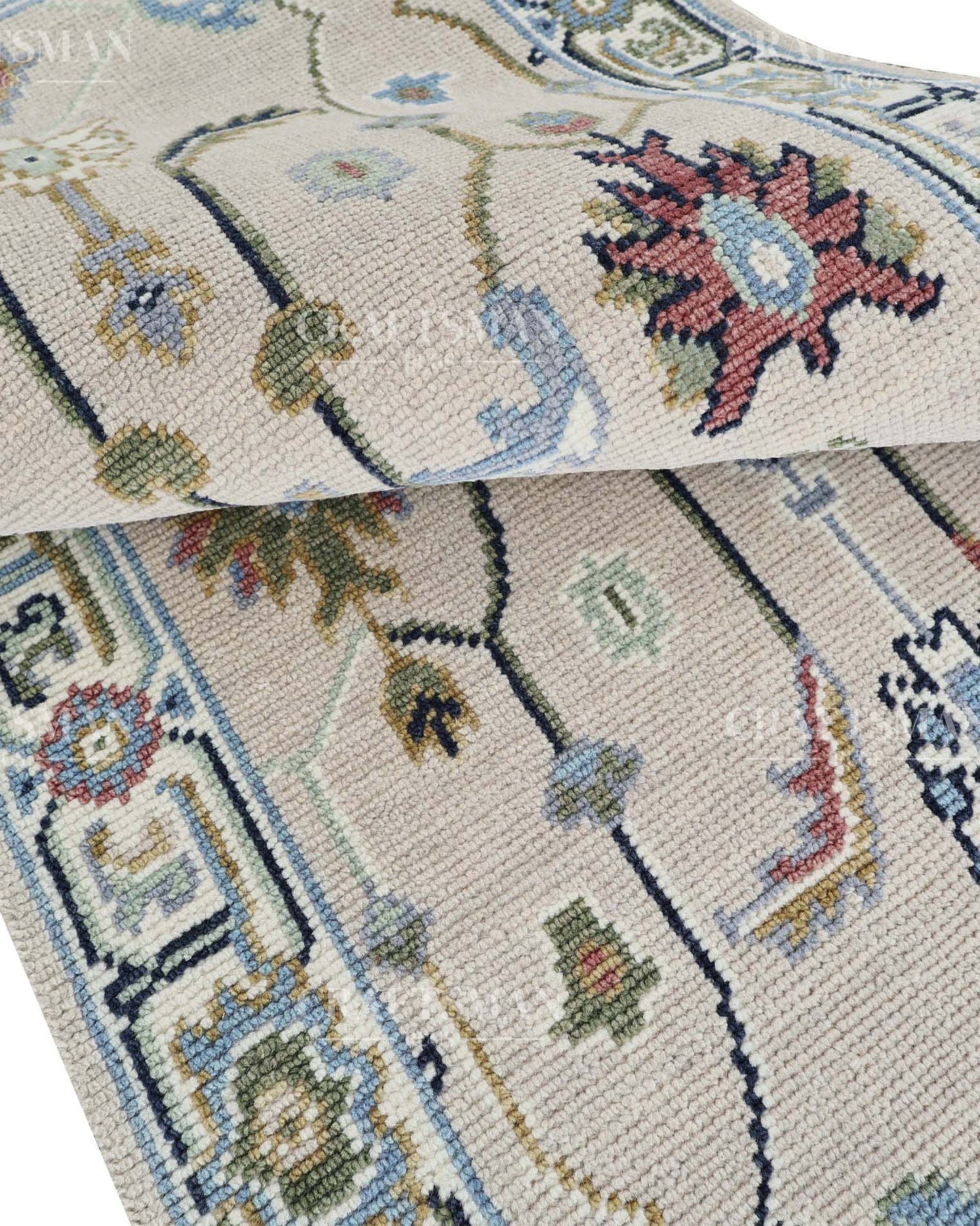 Merin Wool Hand-Knotted Oushak-Inspired Rug