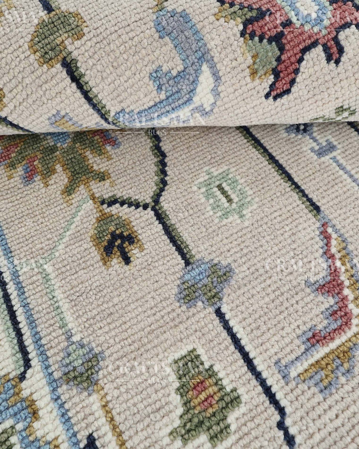 Merin Wool Hand-Knotted Oushak-Inspired Rug
