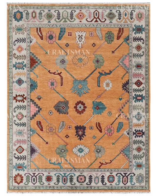Orvia Wool Hand-Knotted Oushak-Inspired Rug