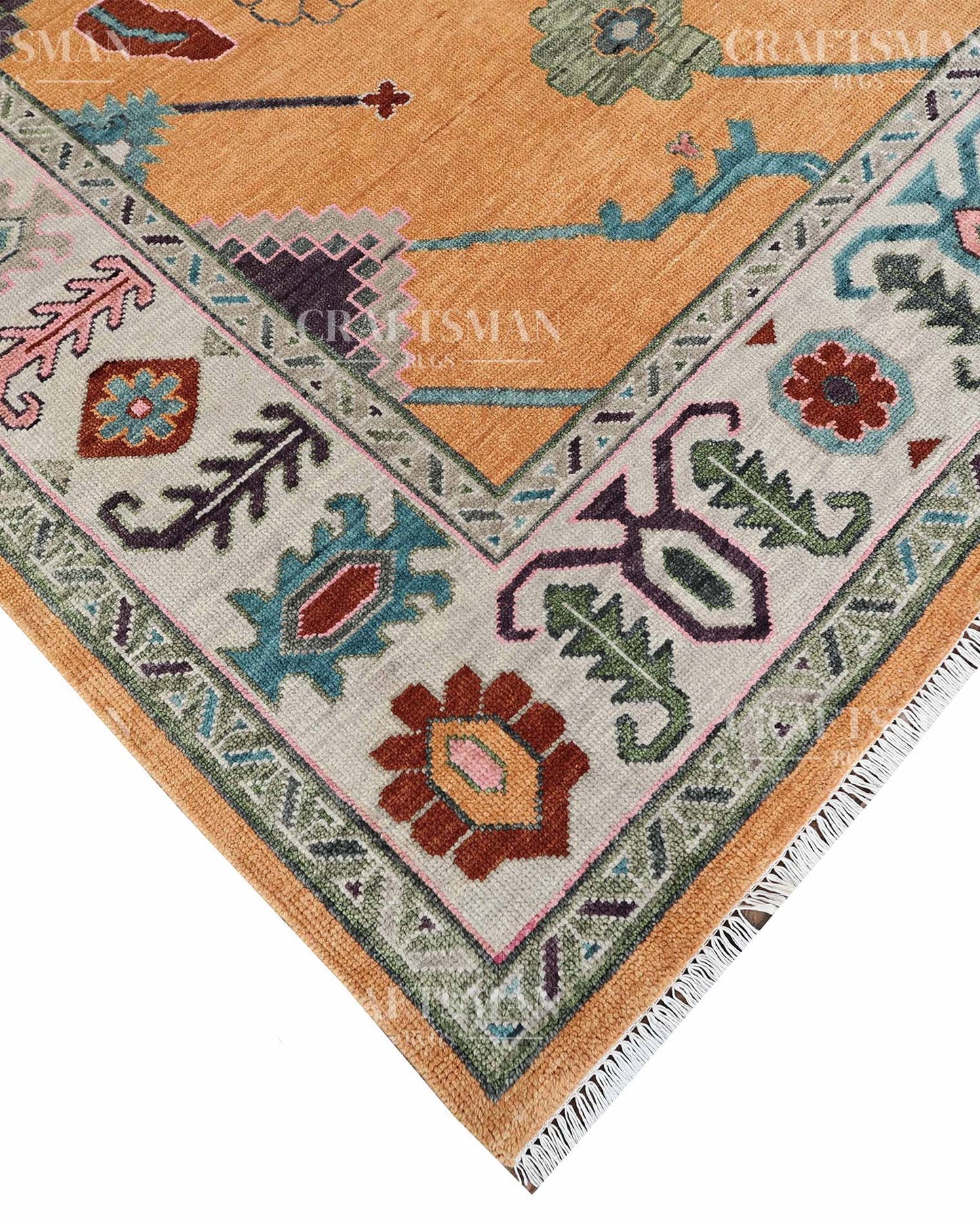 Orvia Wool Hand-Knotted Oushak-Inspired Rug