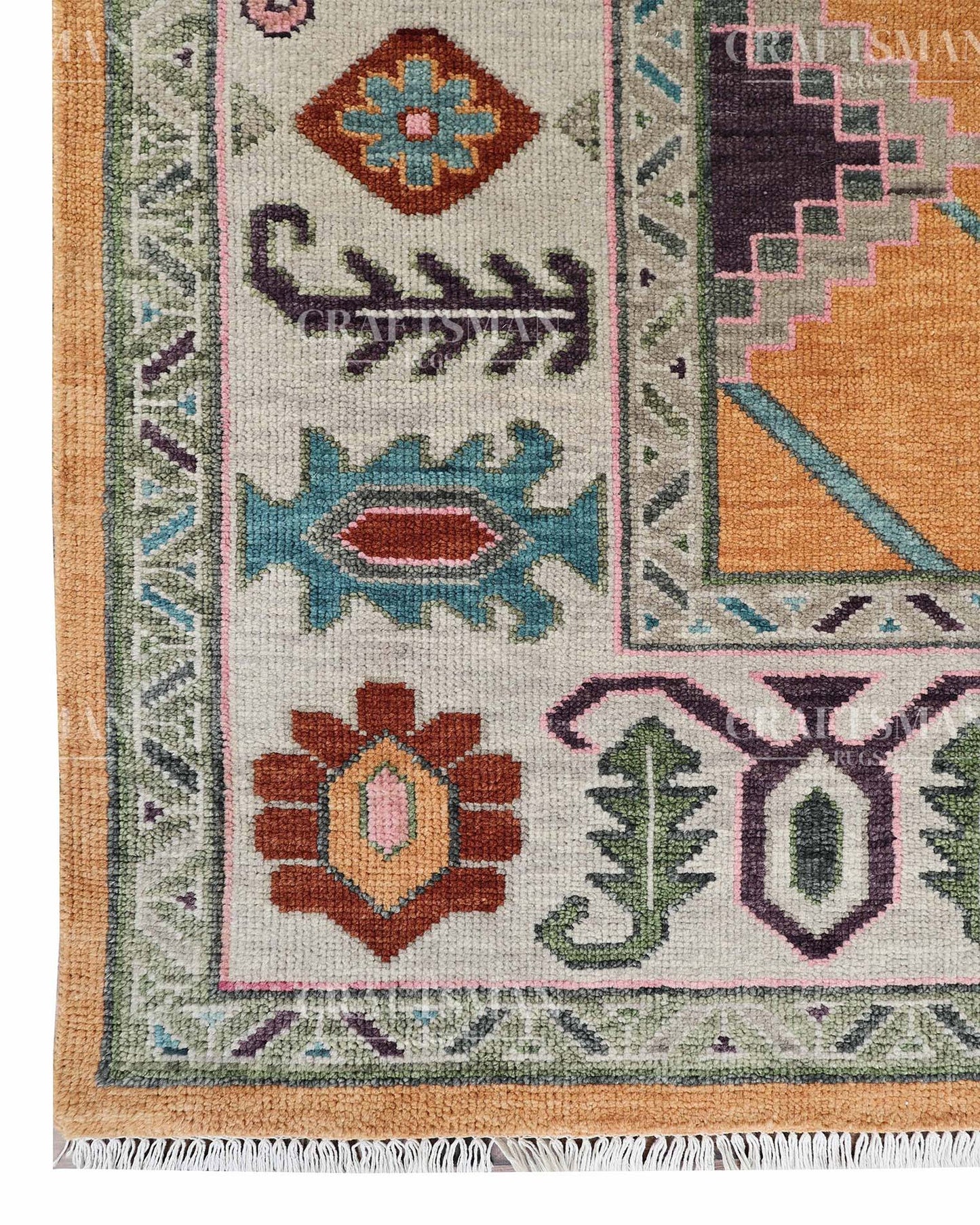 Orvia Wool Hand-Knotted Oushak-Inspired Rug