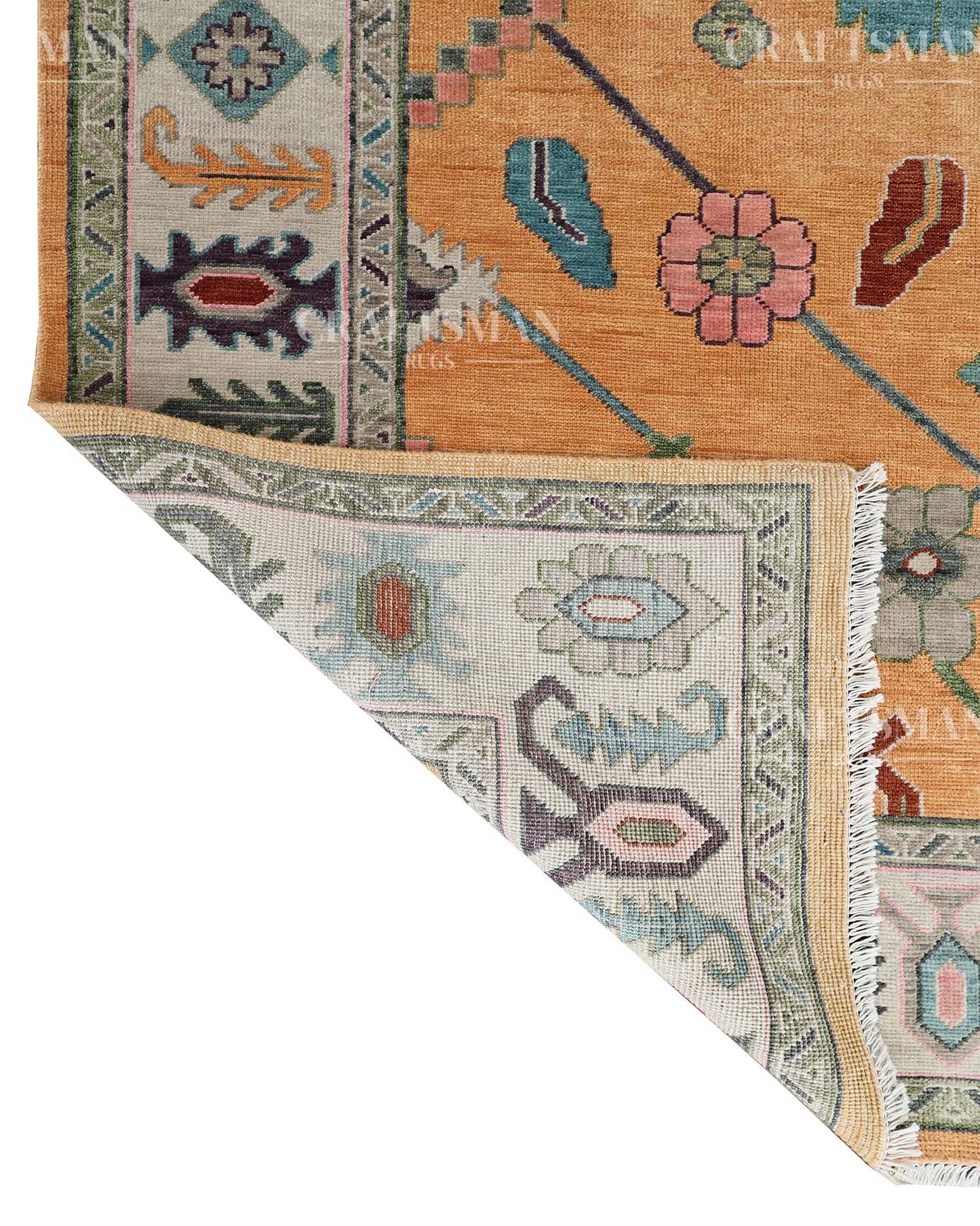 Orvia Wool Hand-Knotted Oushak-Inspired Rug