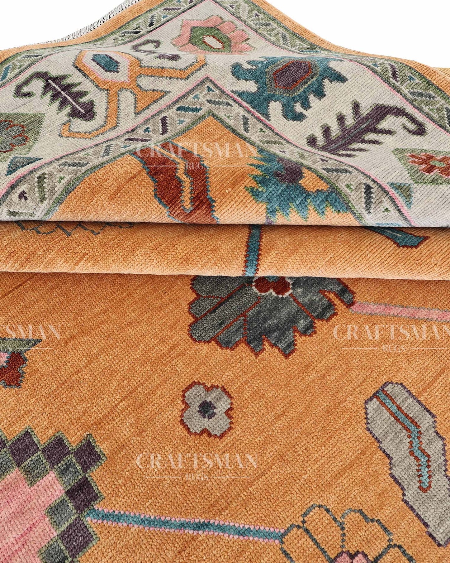 Orvia Wool Hand-Knotted Oushak-Inspired Rug