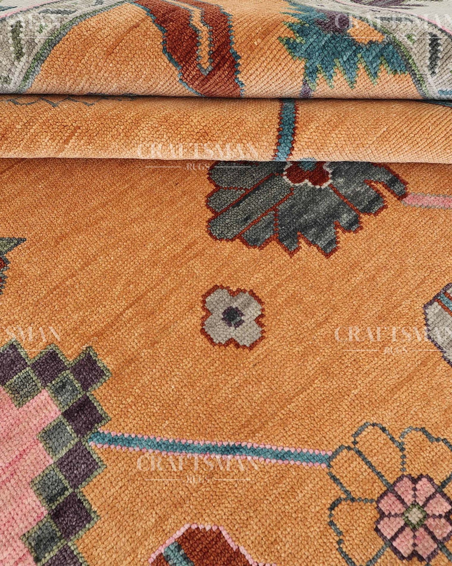 Orvia Wool Hand-Knotted Oushak-Inspired Rug