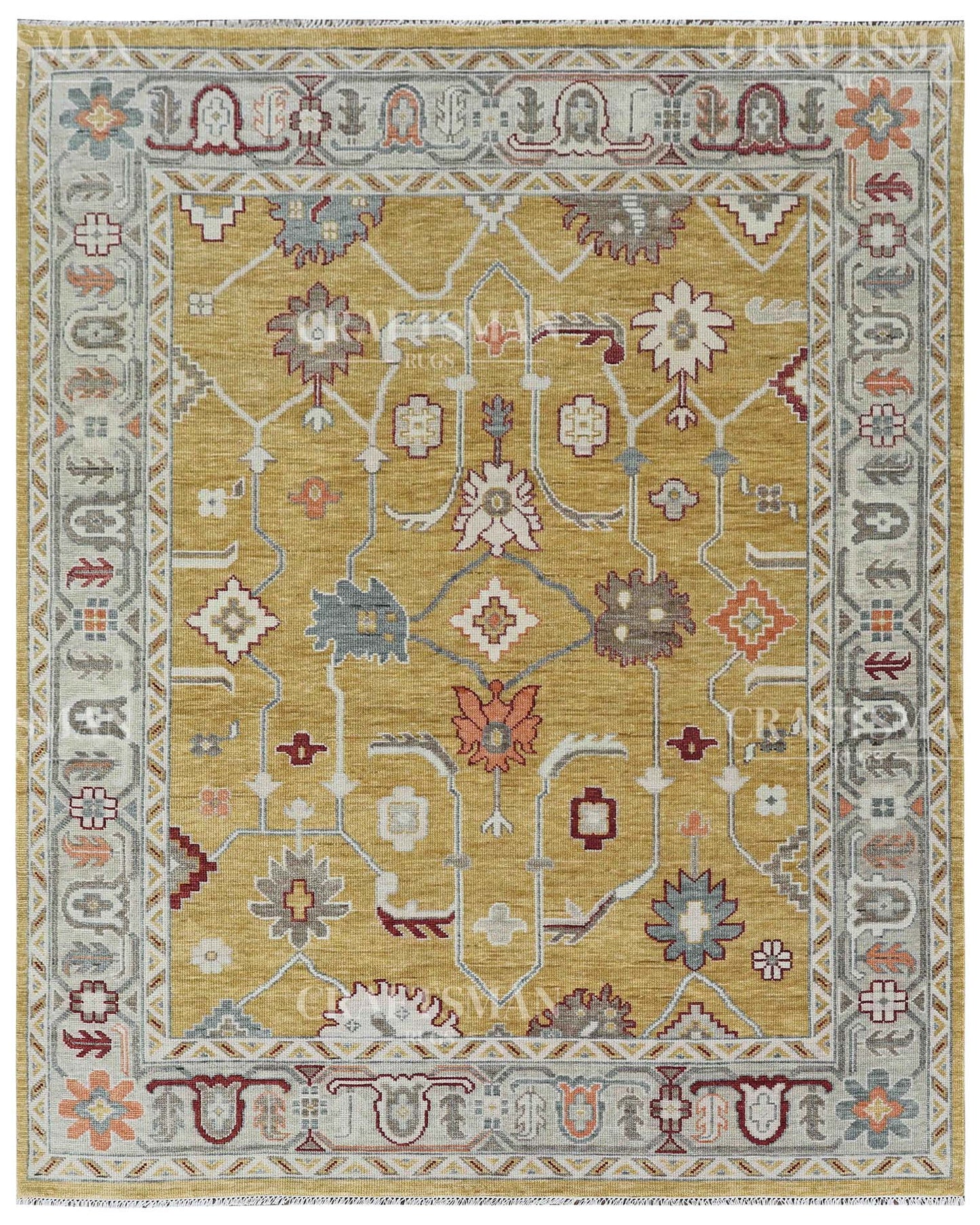Enlor Wool Hand-Knotted Oushak-Inspired Rug