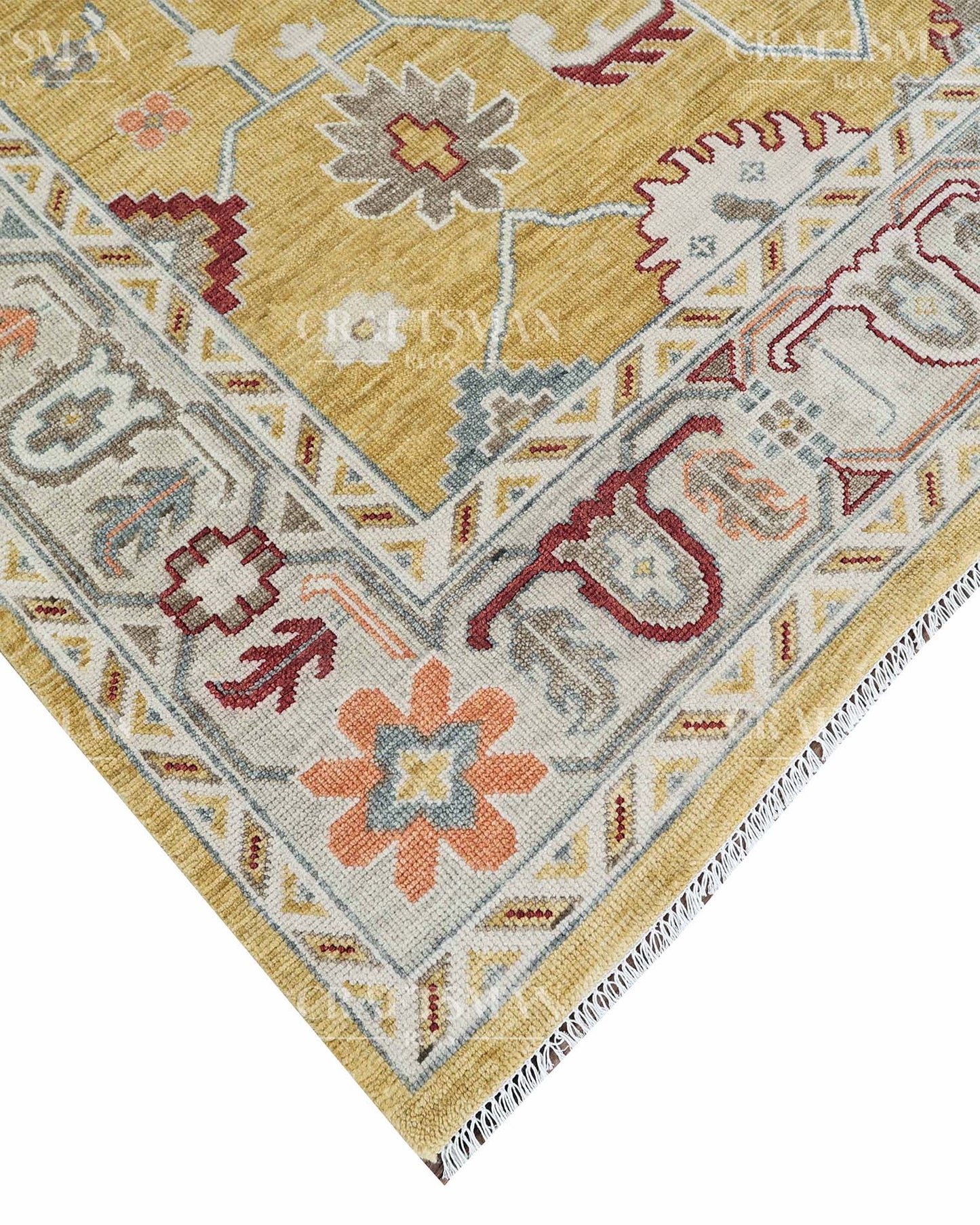 Enlor Wool Hand-Knotted Oushak-Inspired Rug