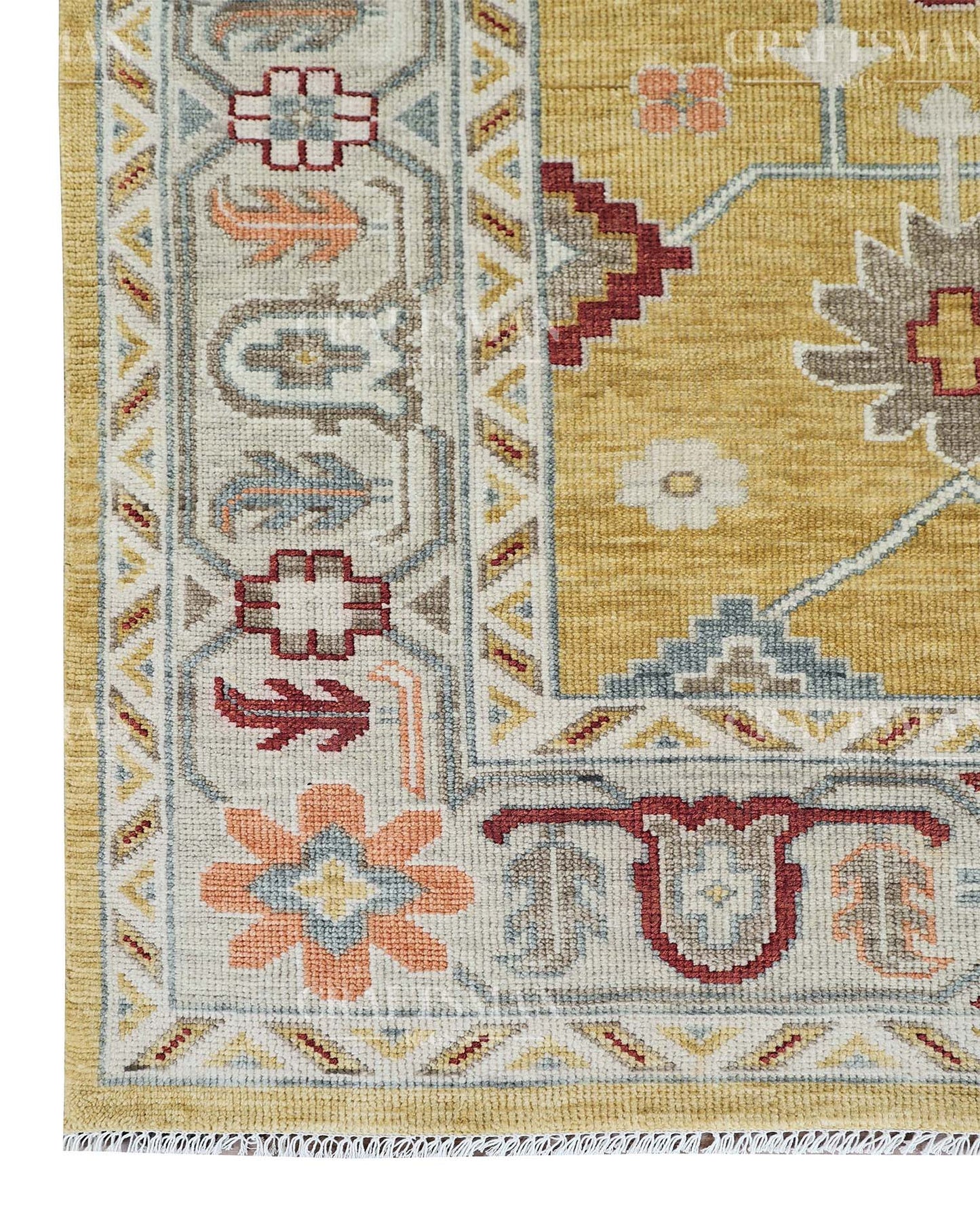 Enlor Wool Hand-Knotted Oushak-Inspired Rug