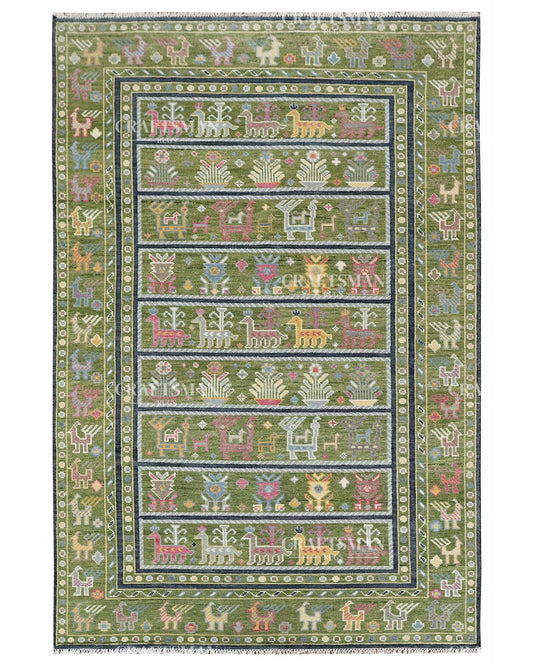 Tapestria Wool Hand-Knotted Oushak-Inspired Rug