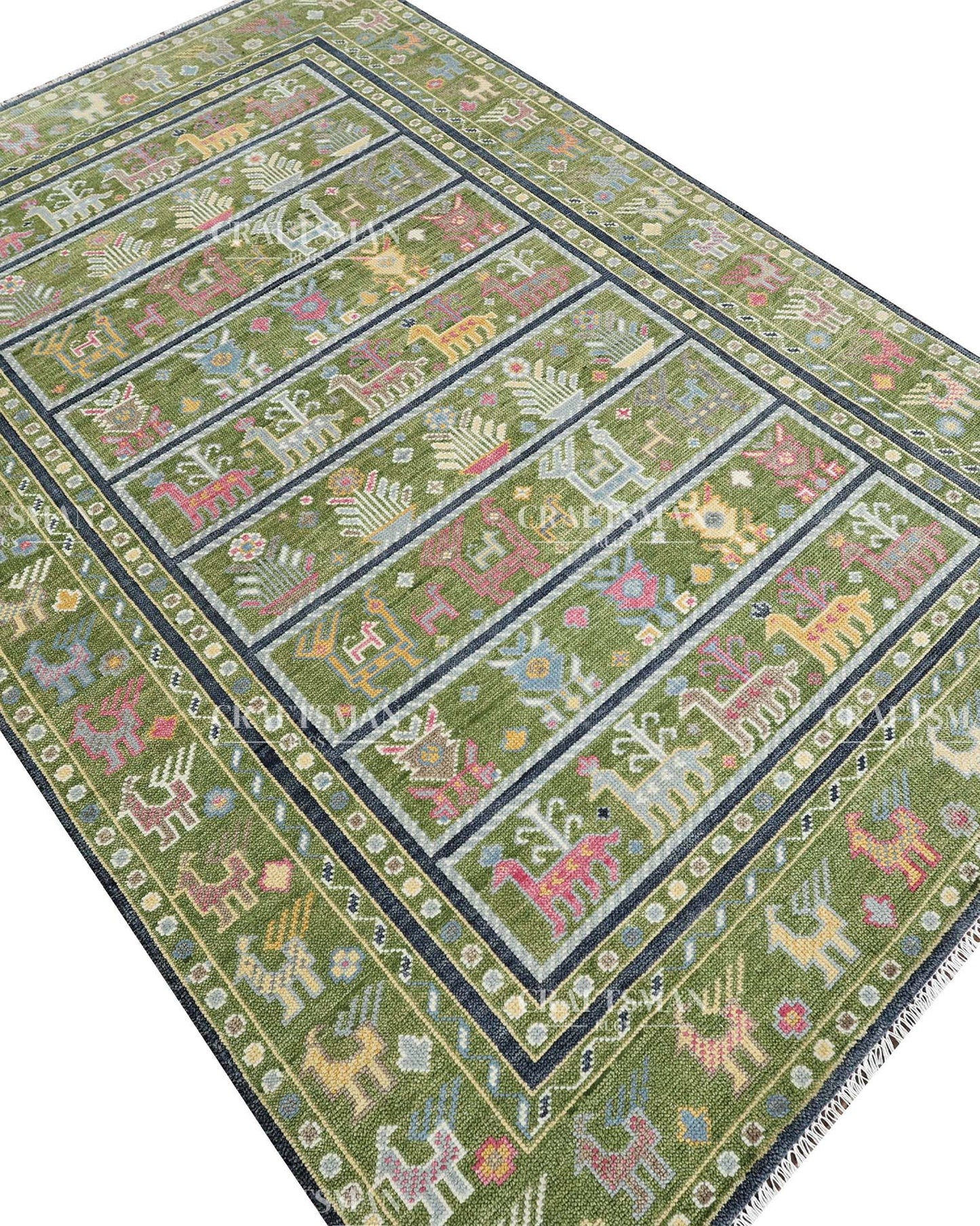 Tapestria Wool Hand-Knotted Oushak-Inspired Rug