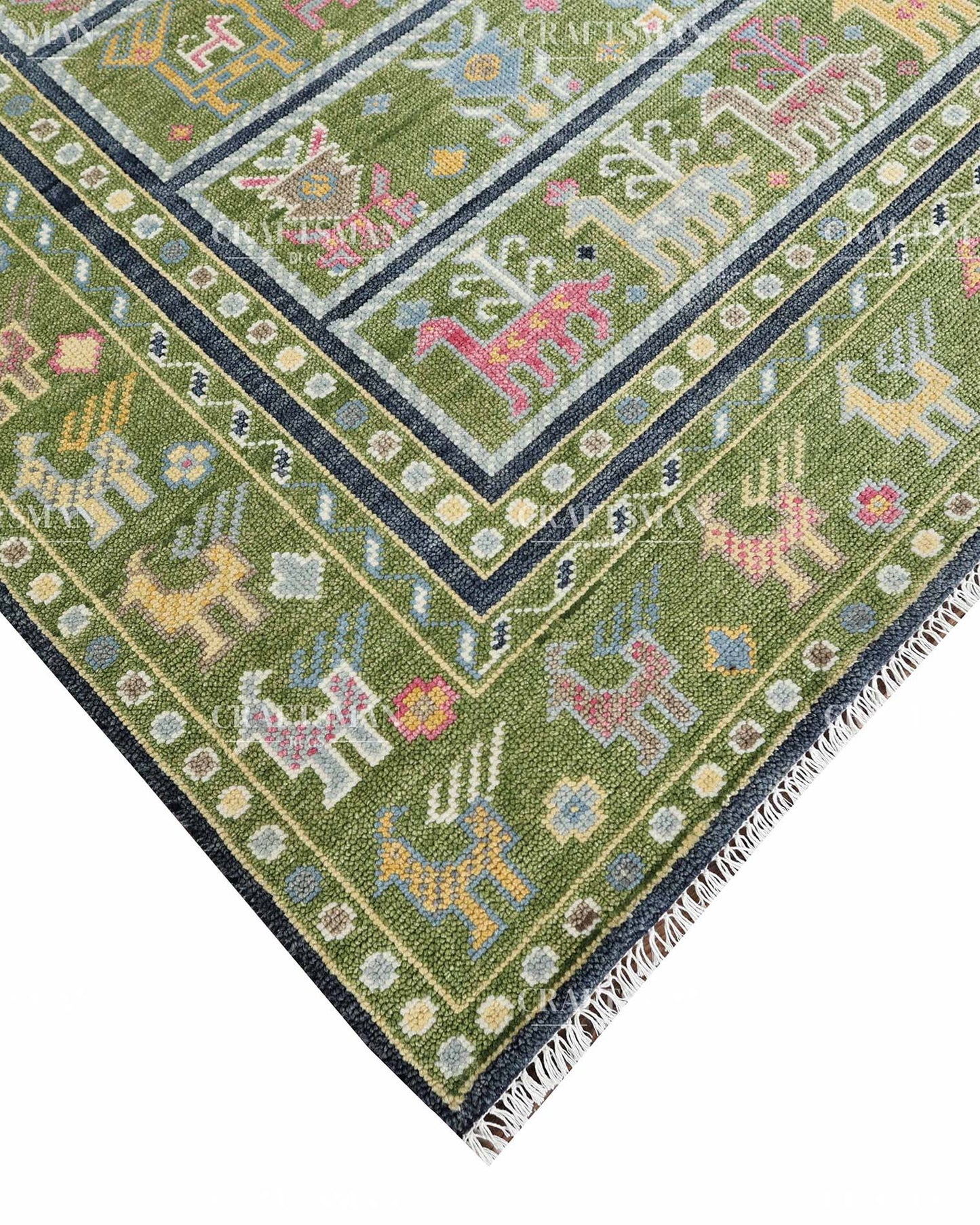 Tapestria Wool Hand-Knotted Oushak-Inspired Rug