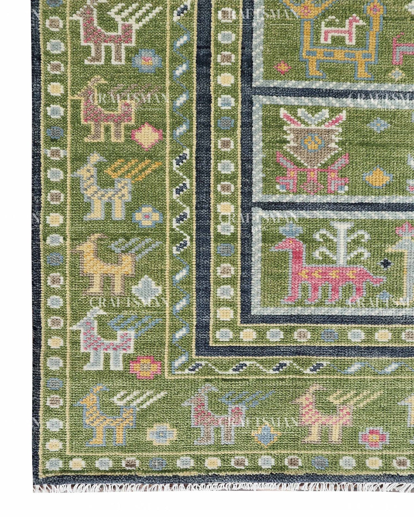 Tapestria Wool Hand-Knotted Oushak-Inspired Rug
