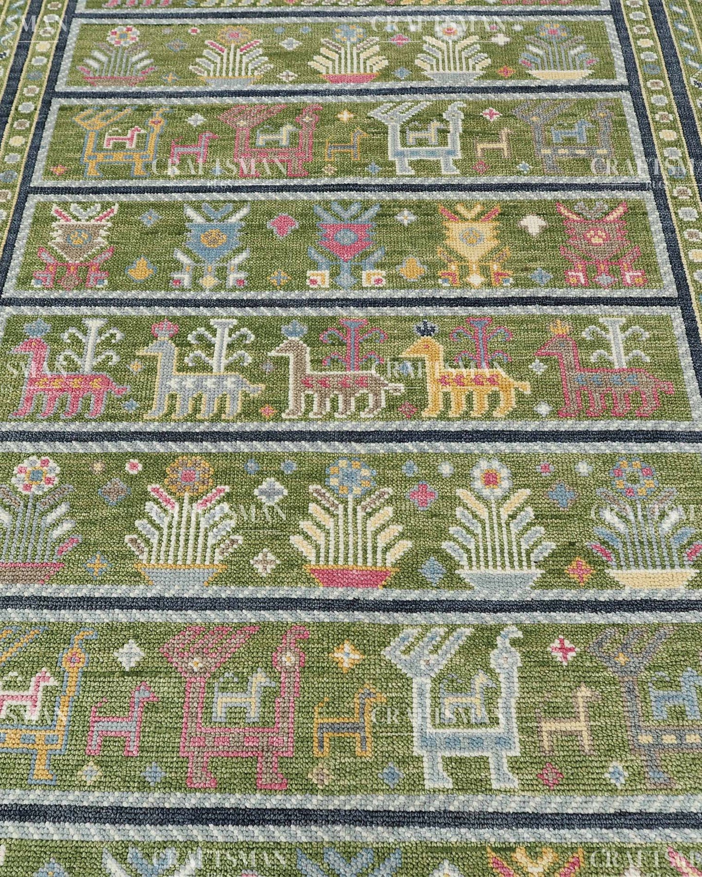Tapestria Wool Hand-Knotted Oushak-Inspired Rug