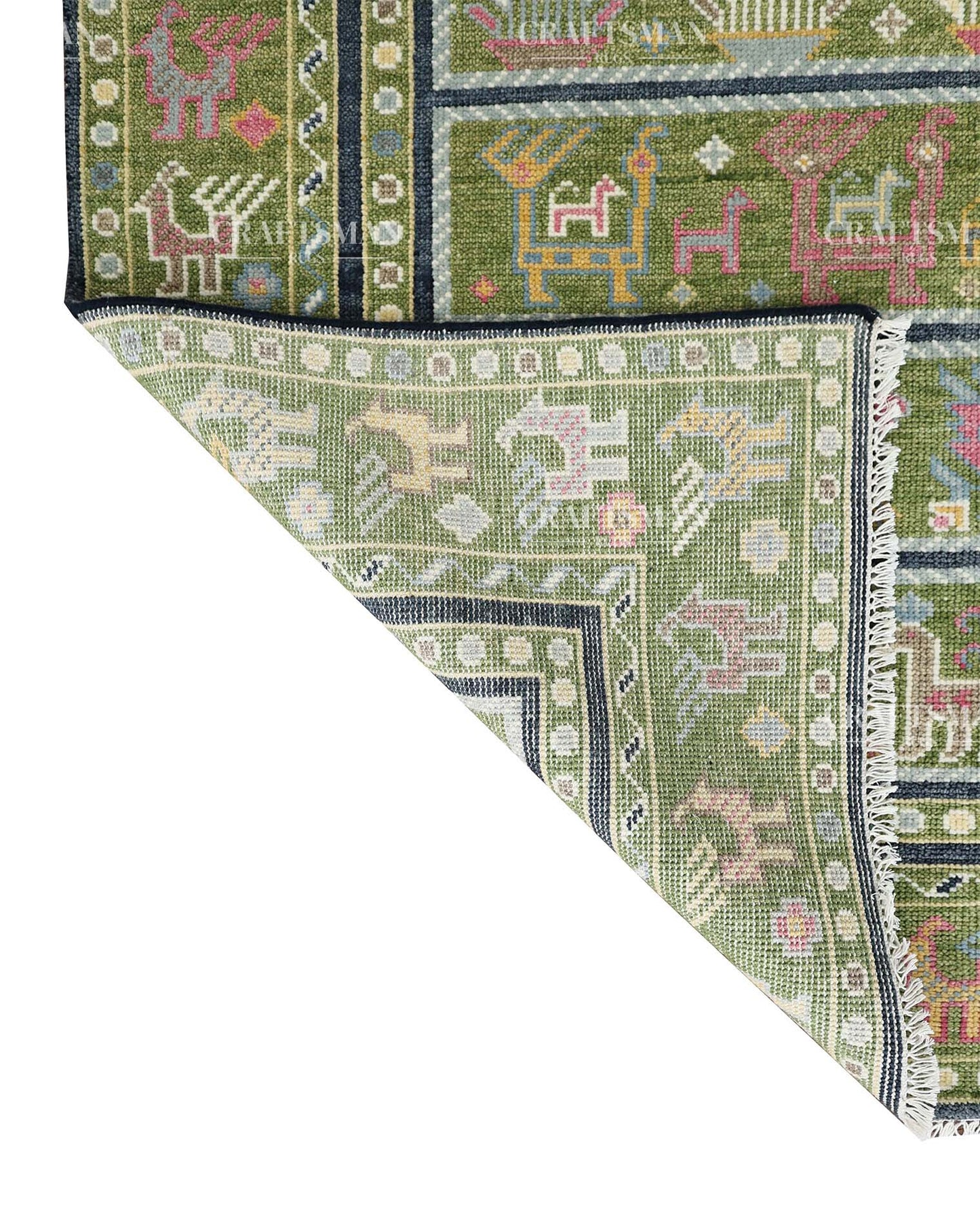 Tapestria Wool Hand-Knotted Oushak-Inspired Rug