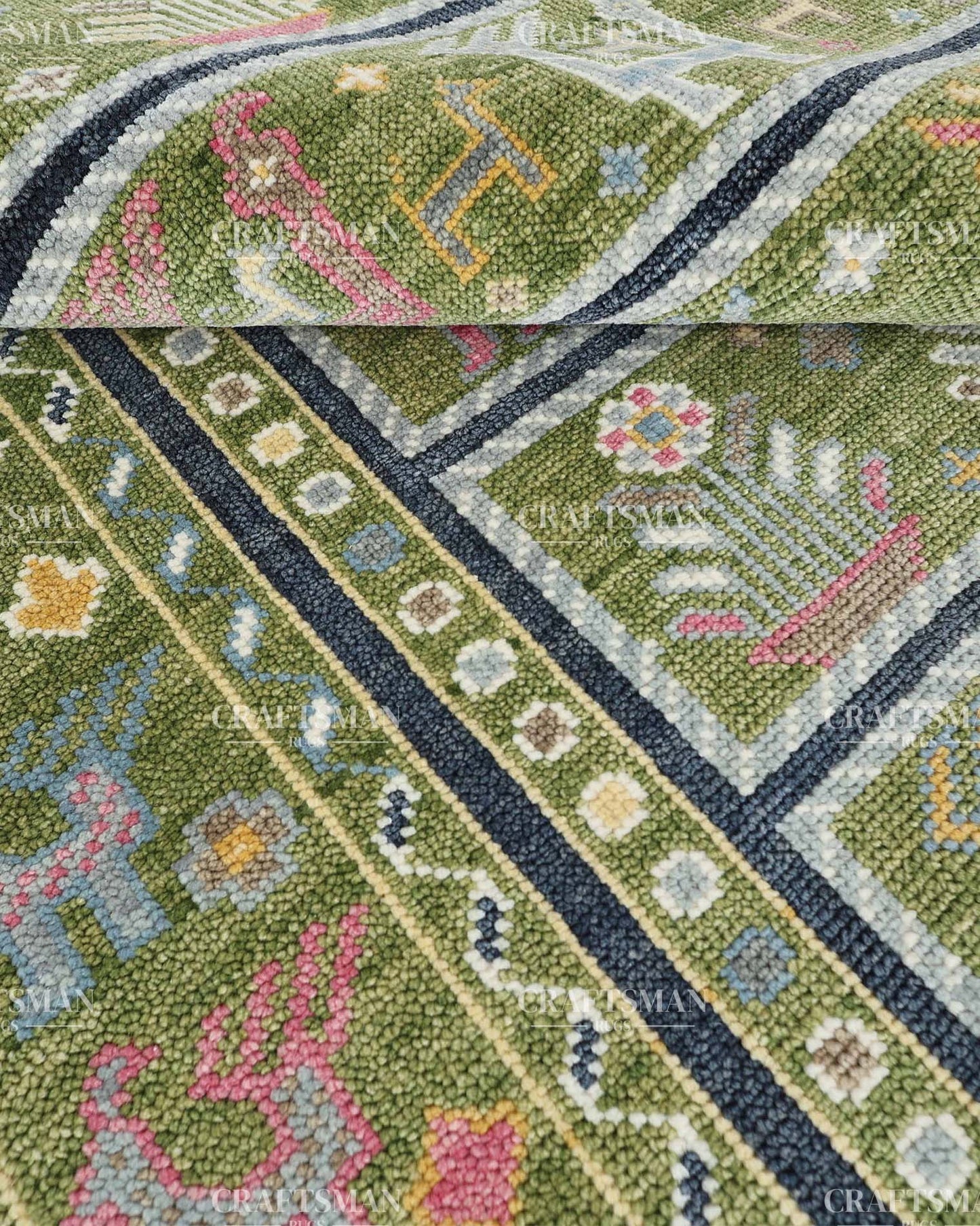 Tapestria Wool Hand-Knotted Oushak-Inspired Rug