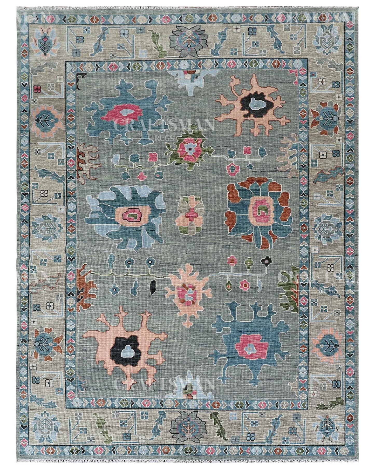 Korrin Wool Hand-Knotted Oushak-Inspired Rug