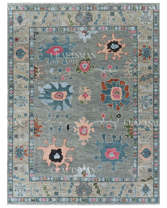 Korrin Wool Hand-Knotted Oushak-Inspired Rug