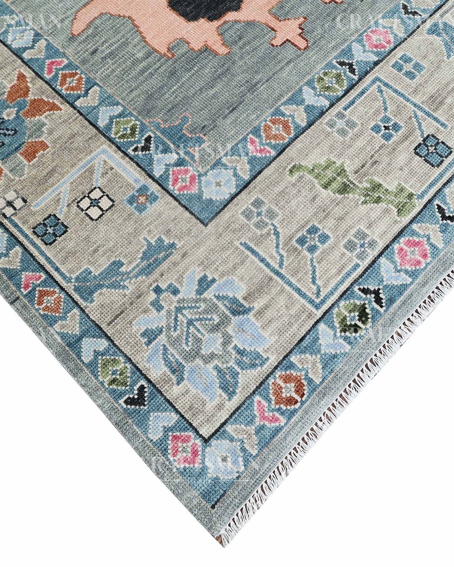 Korrin Wool Hand-Knotted Oushak-Inspired Rug