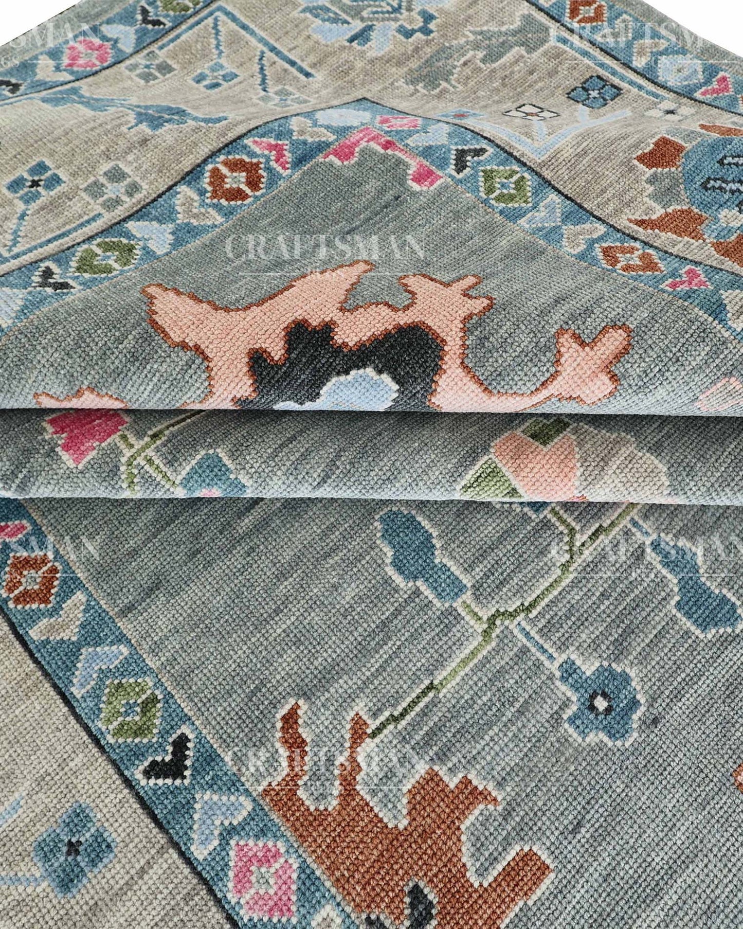 Korrin Wool Hand-Knotted Oushak-Inspired Rug