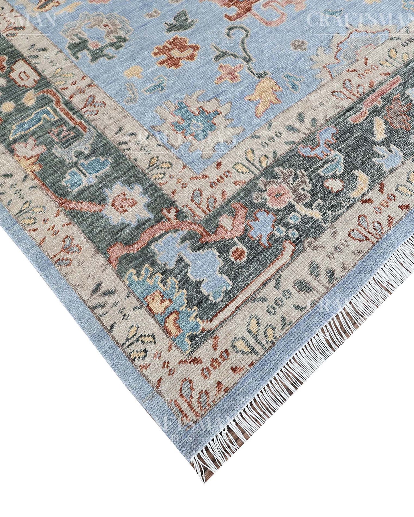 Navris Wool Hand-Knotted Oushak-Inspired Rug
