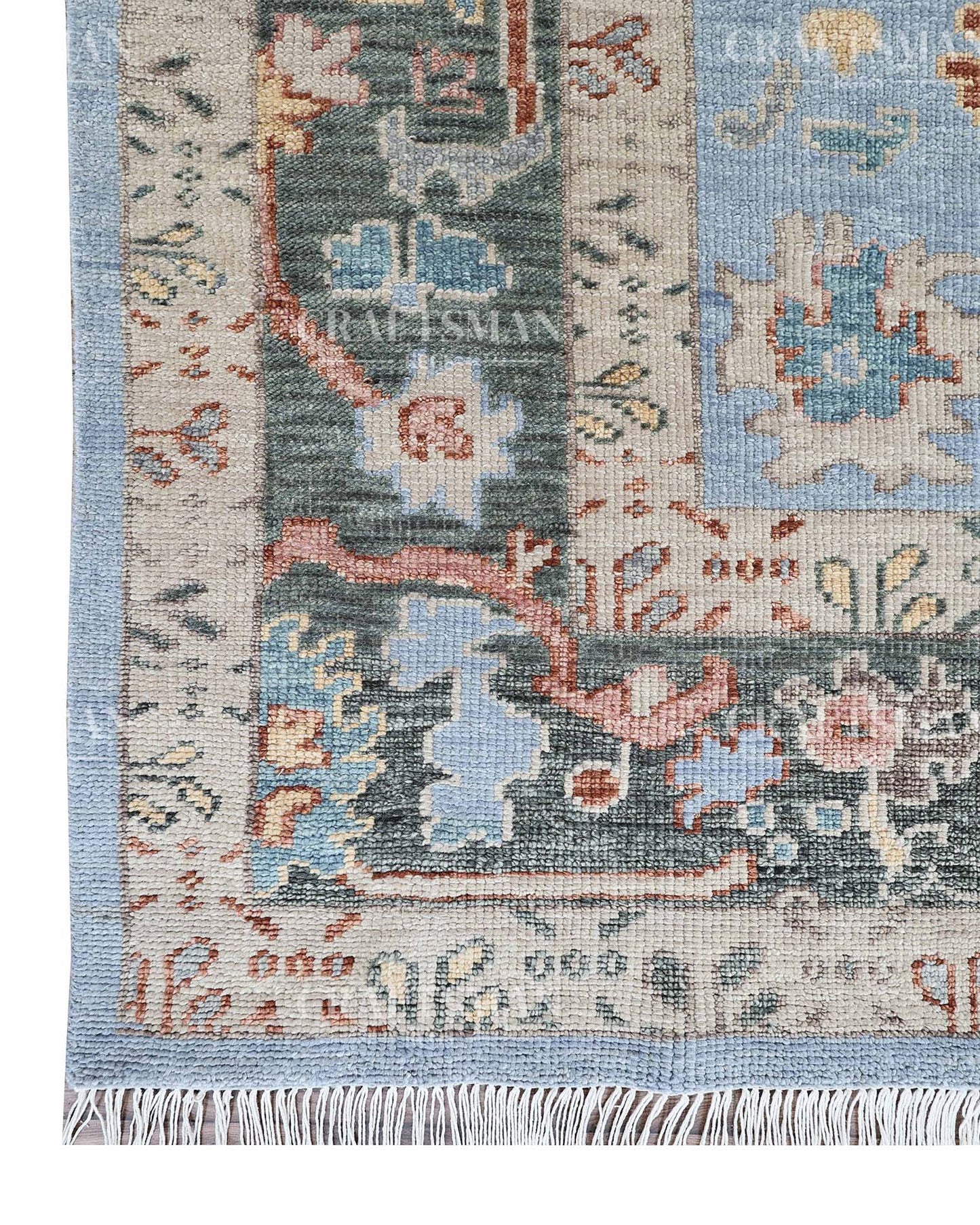 Navris Wool Hand-Knotted Oushak-Inspired Rug