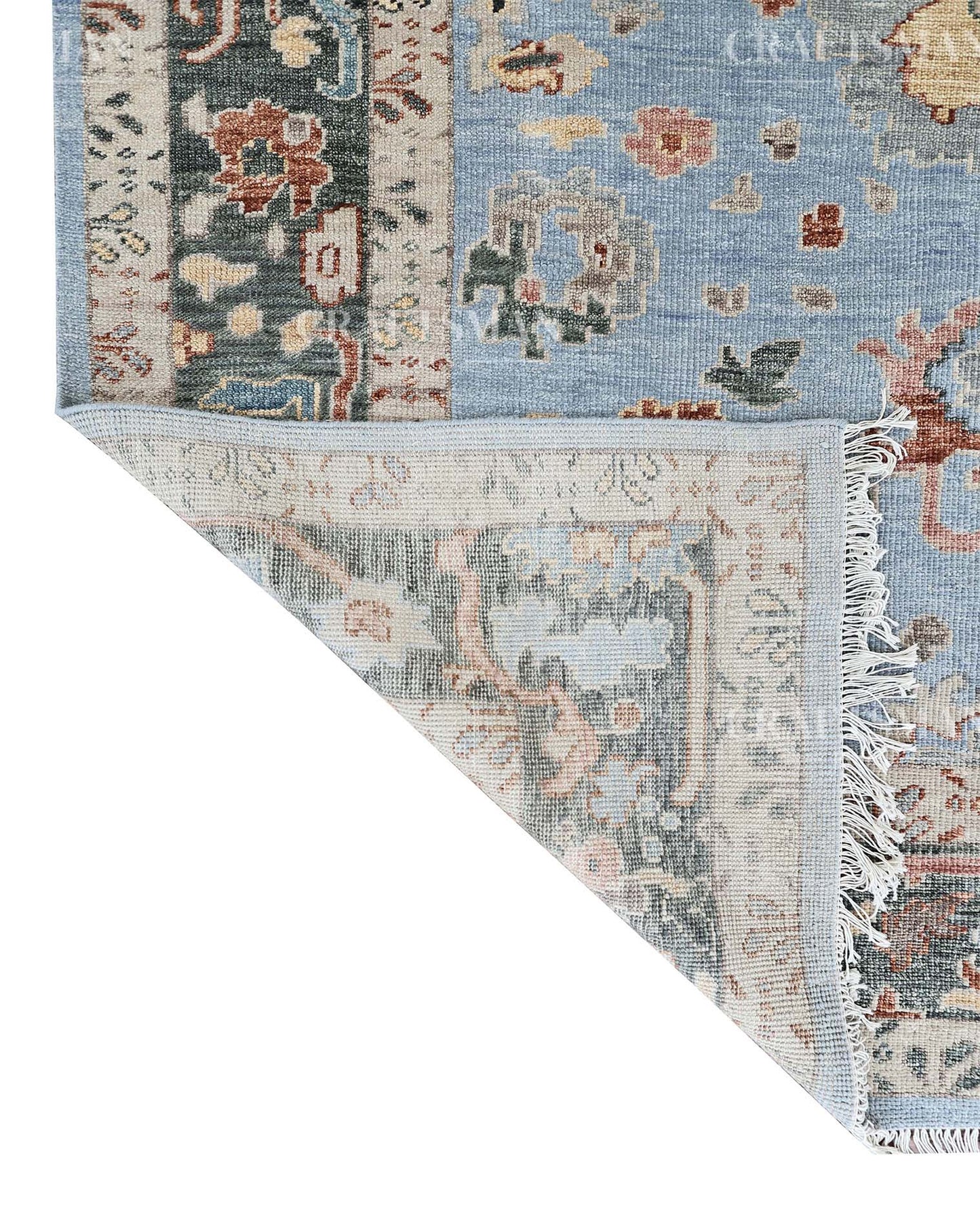 Navris Wool Hand-Knotted Oushak-Inspired Rug