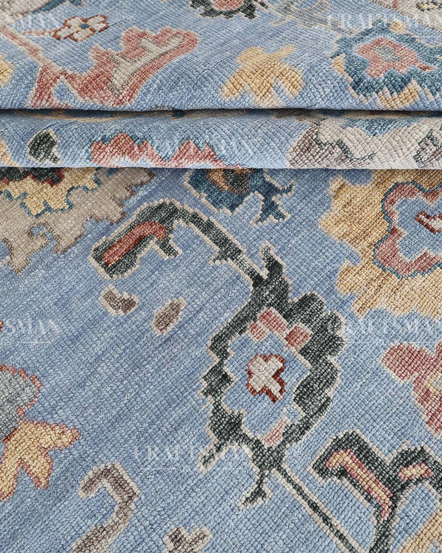 Navris Wool Hand-Knotted Oushak-Inspired Rug