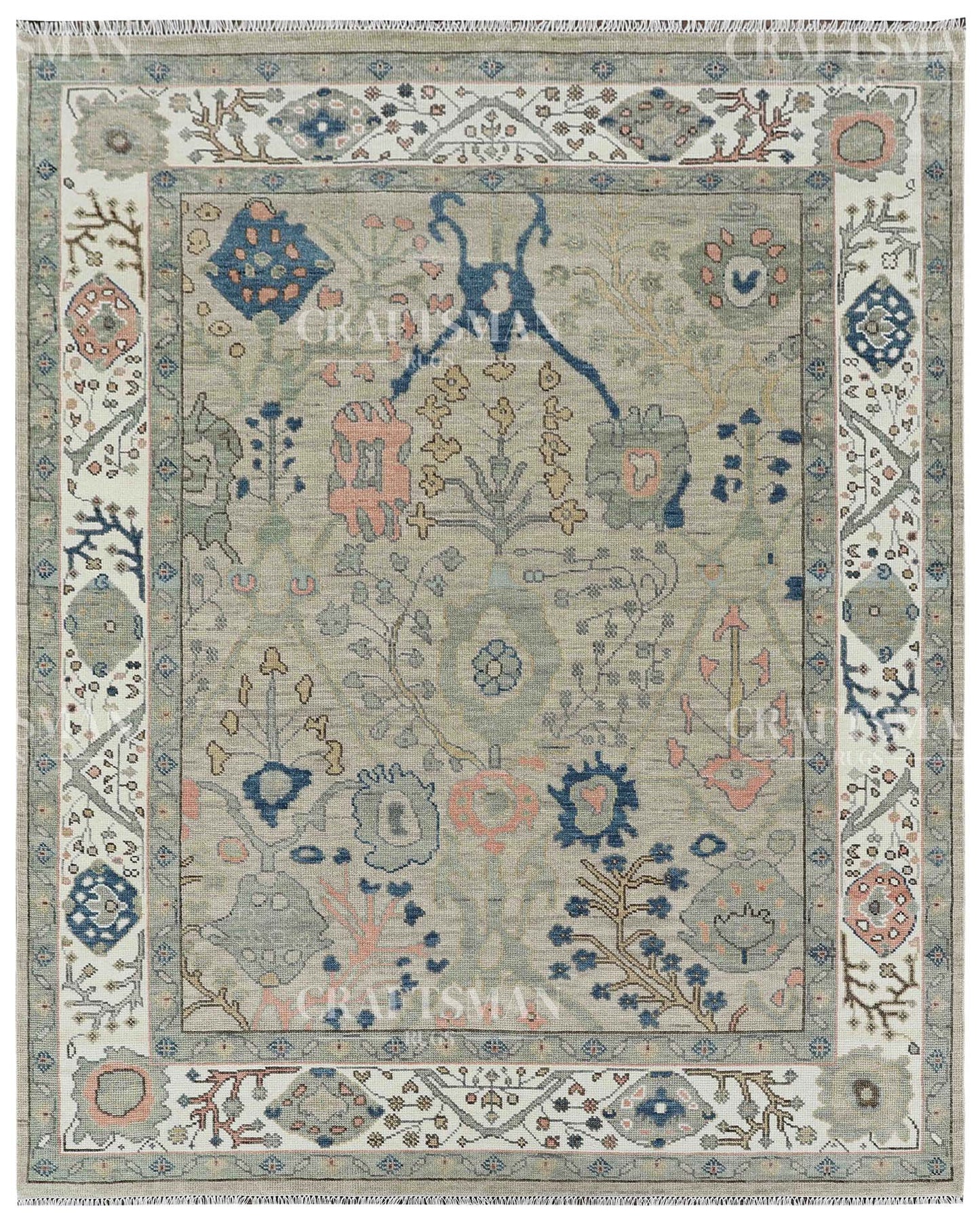 Vellin Wool Hand-Knotted Oushak-Inspired Rug