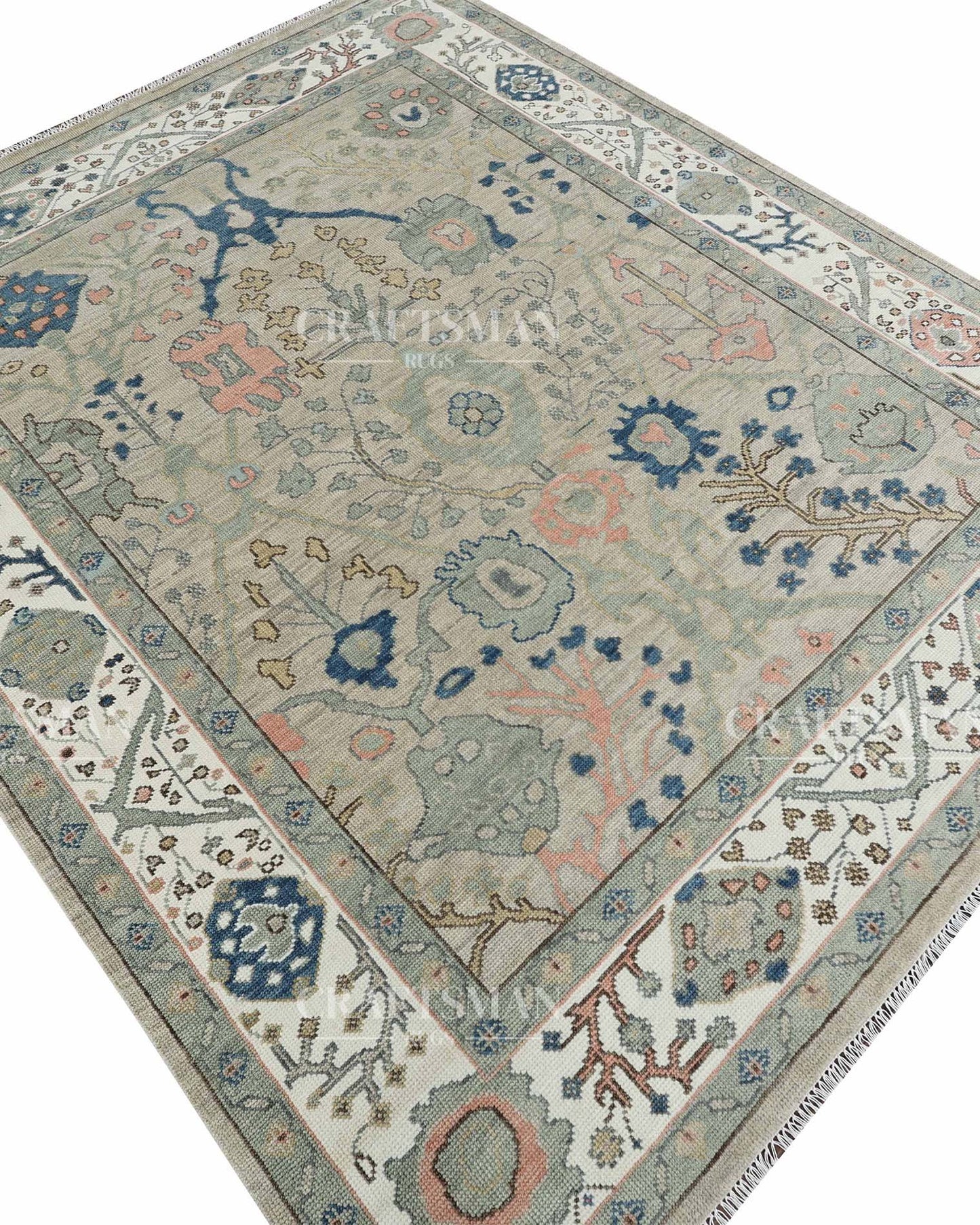 Vellin Wool Hand-Knotted Oushak-Inspired Rug