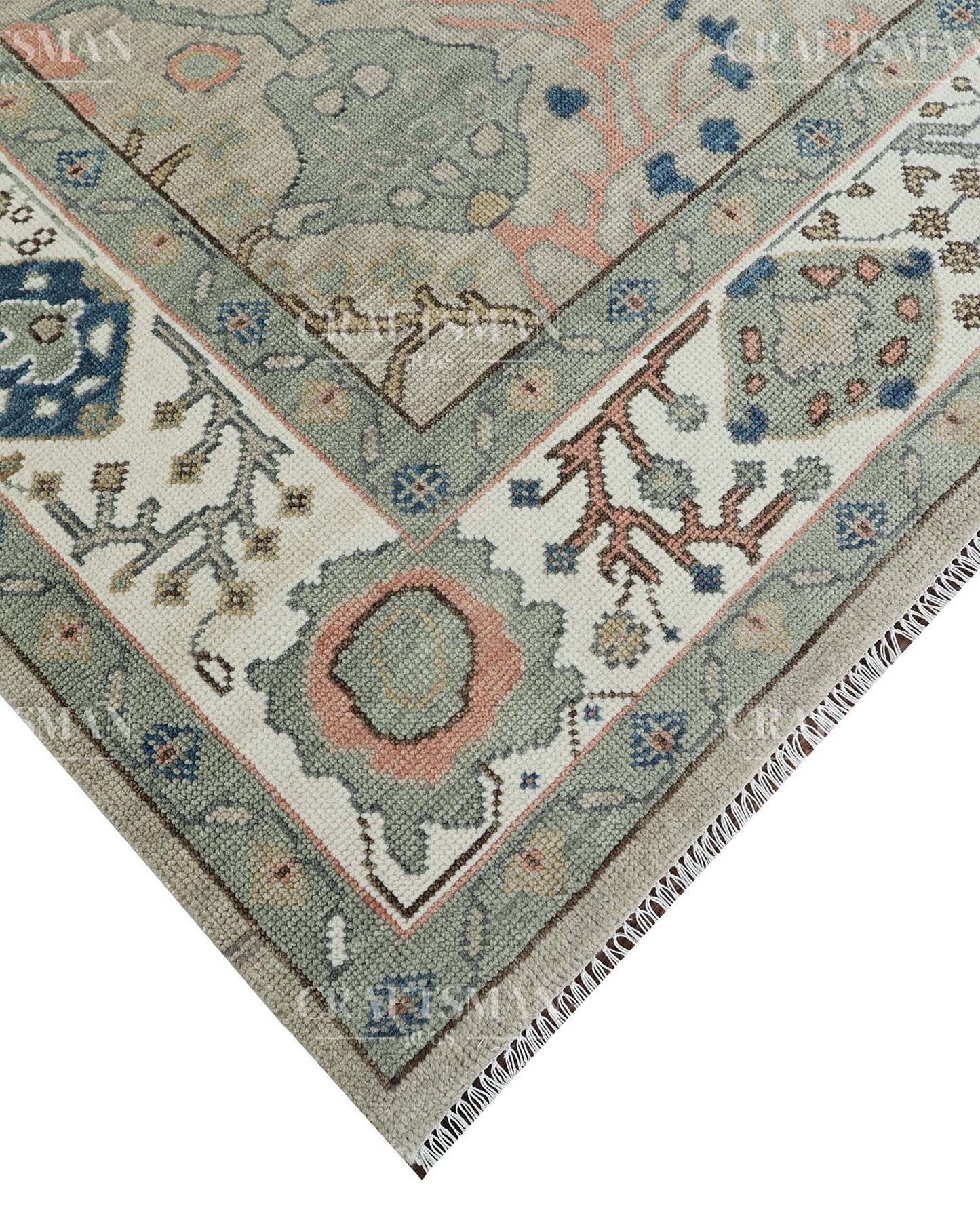 Vellin Wool Hand-Knotted Oushak-Inspired Rug