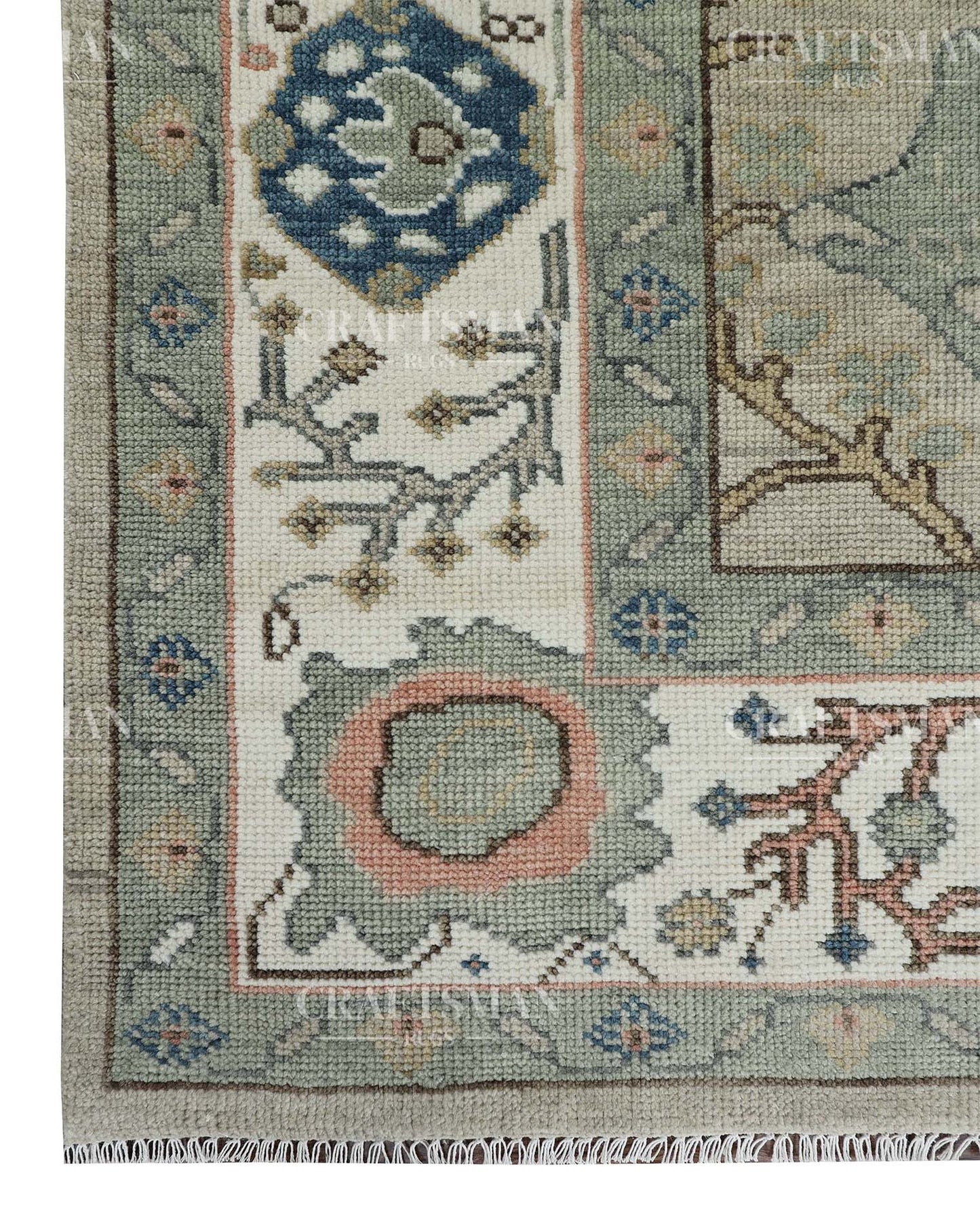 Vellin Wool Hand-Knotted Oushak-Inspired Rug