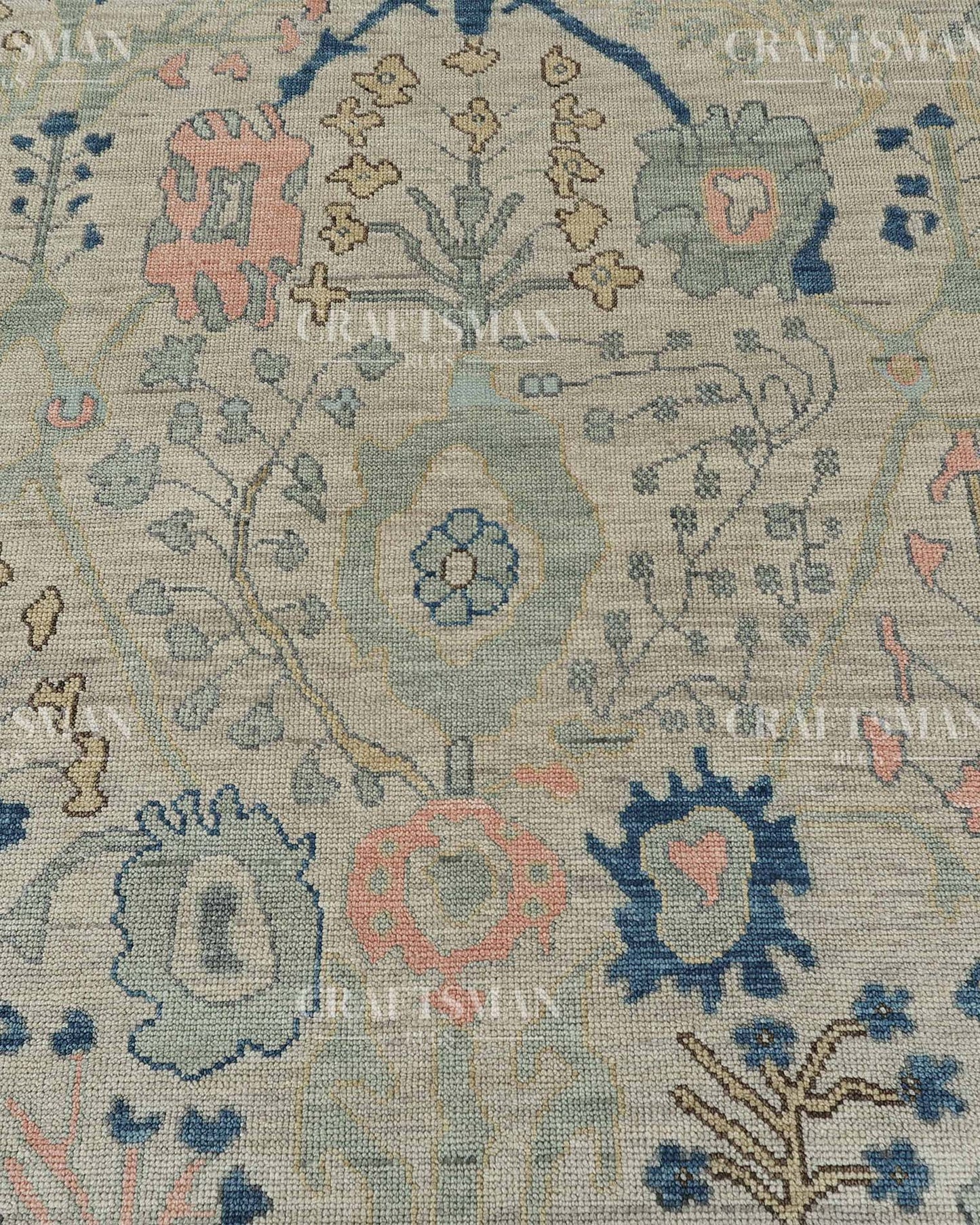 Vellin Wool Hand-Knotted Oushak-Inspired Rug