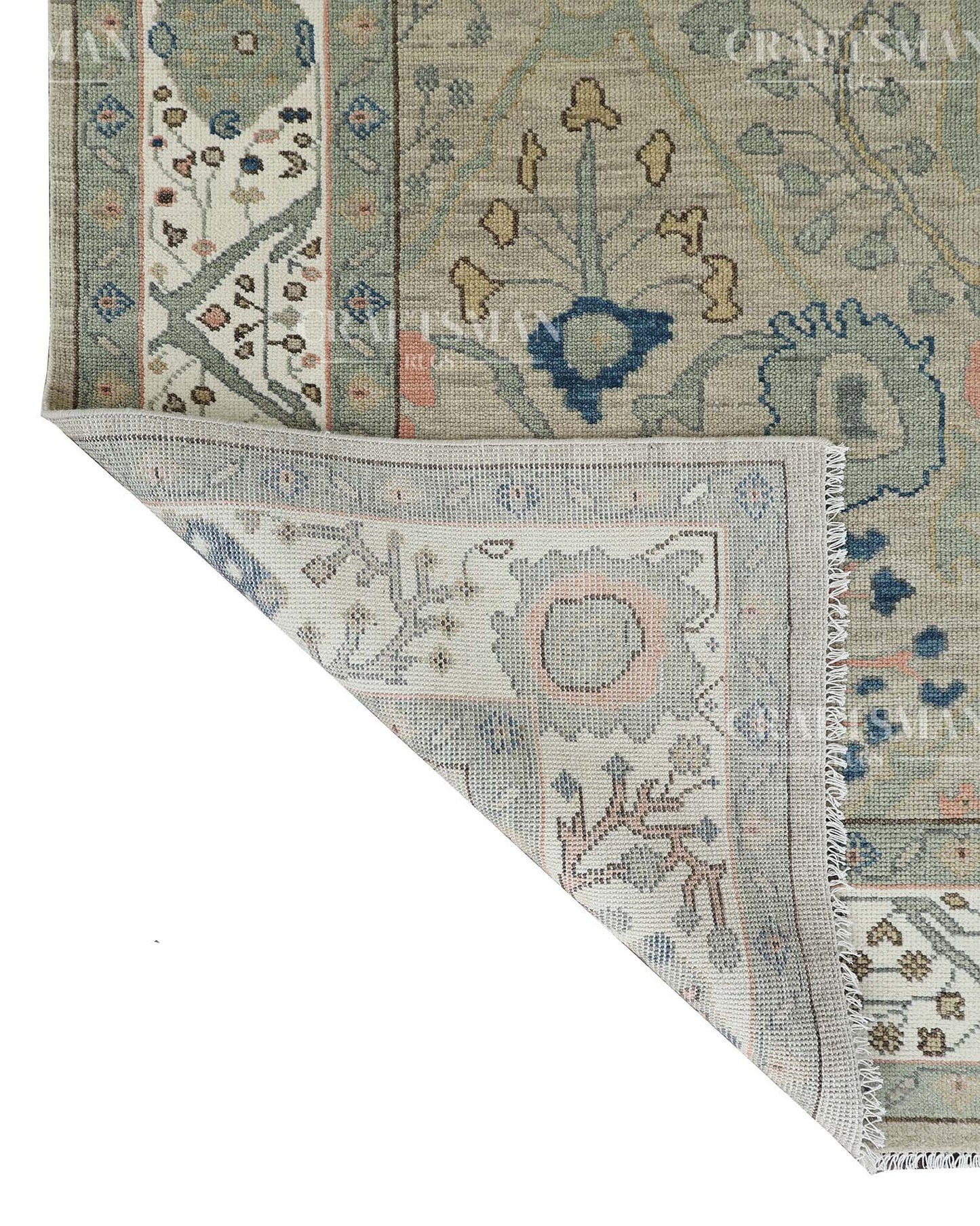 Vellin Wool Hand-Knotted Oushak-Inspired Rug