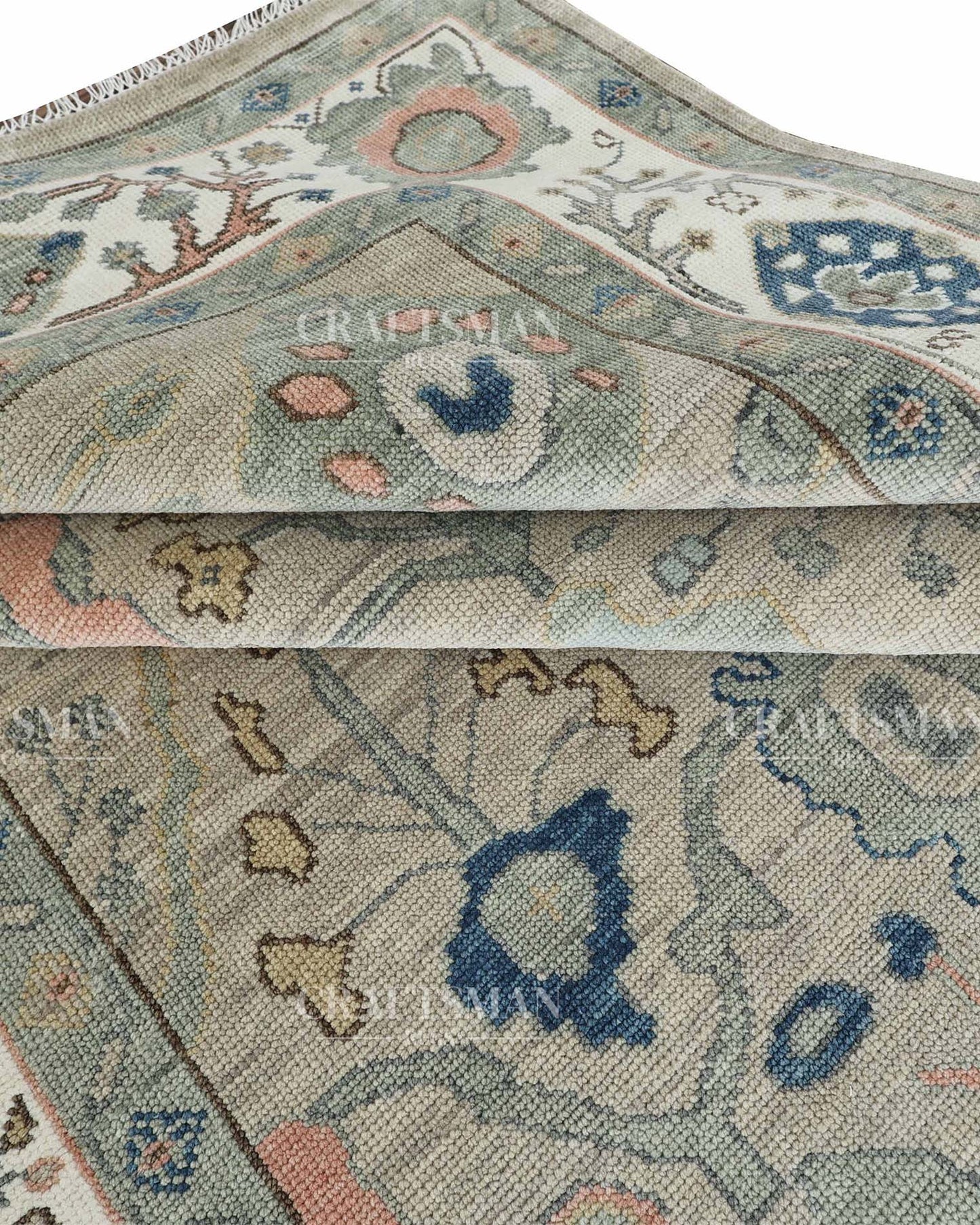 Vellin Wool Hand-Knotted Oushak-Inspired Rug