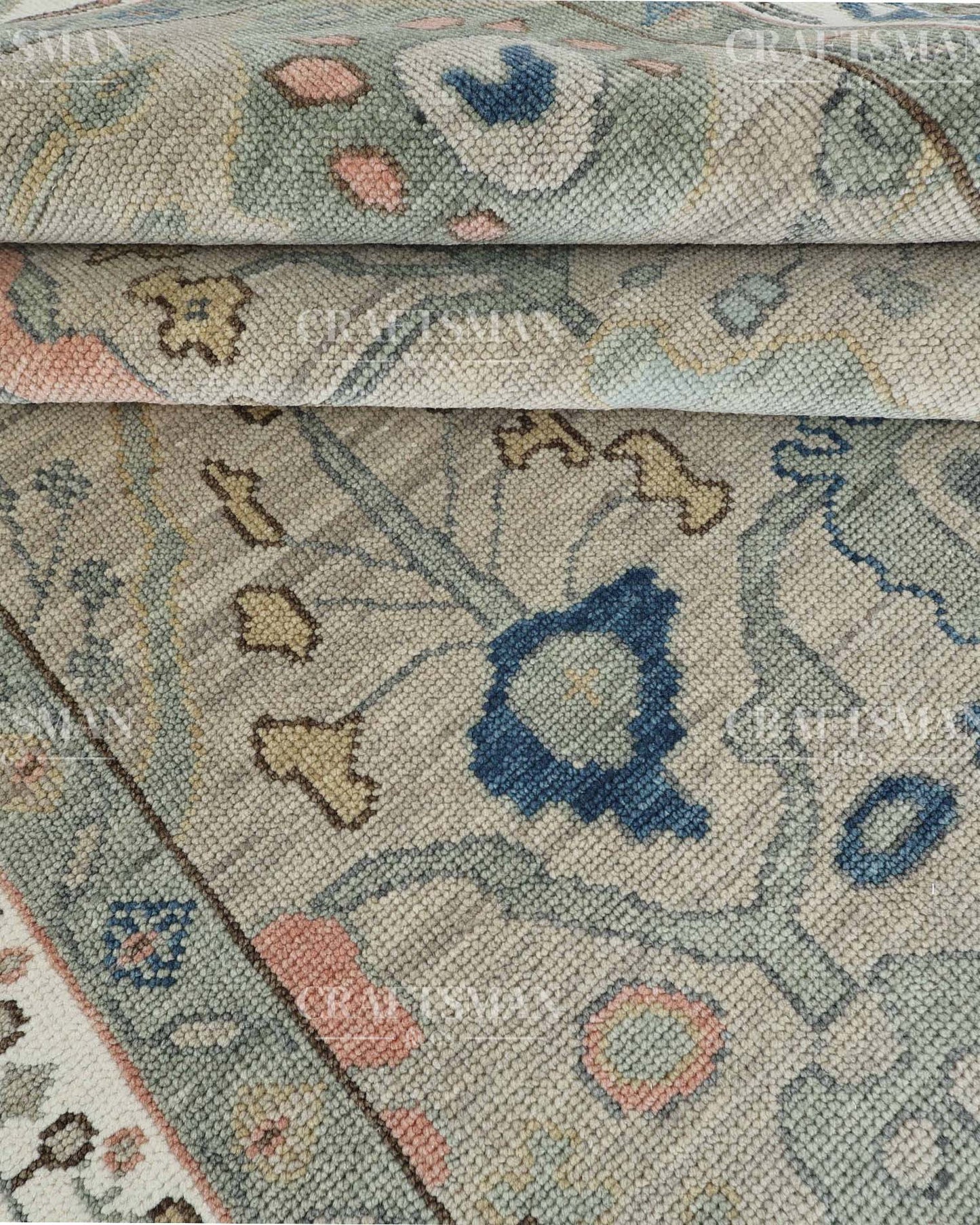 Vellin Wool Hand-Knotted Oushak-Inspired Rug