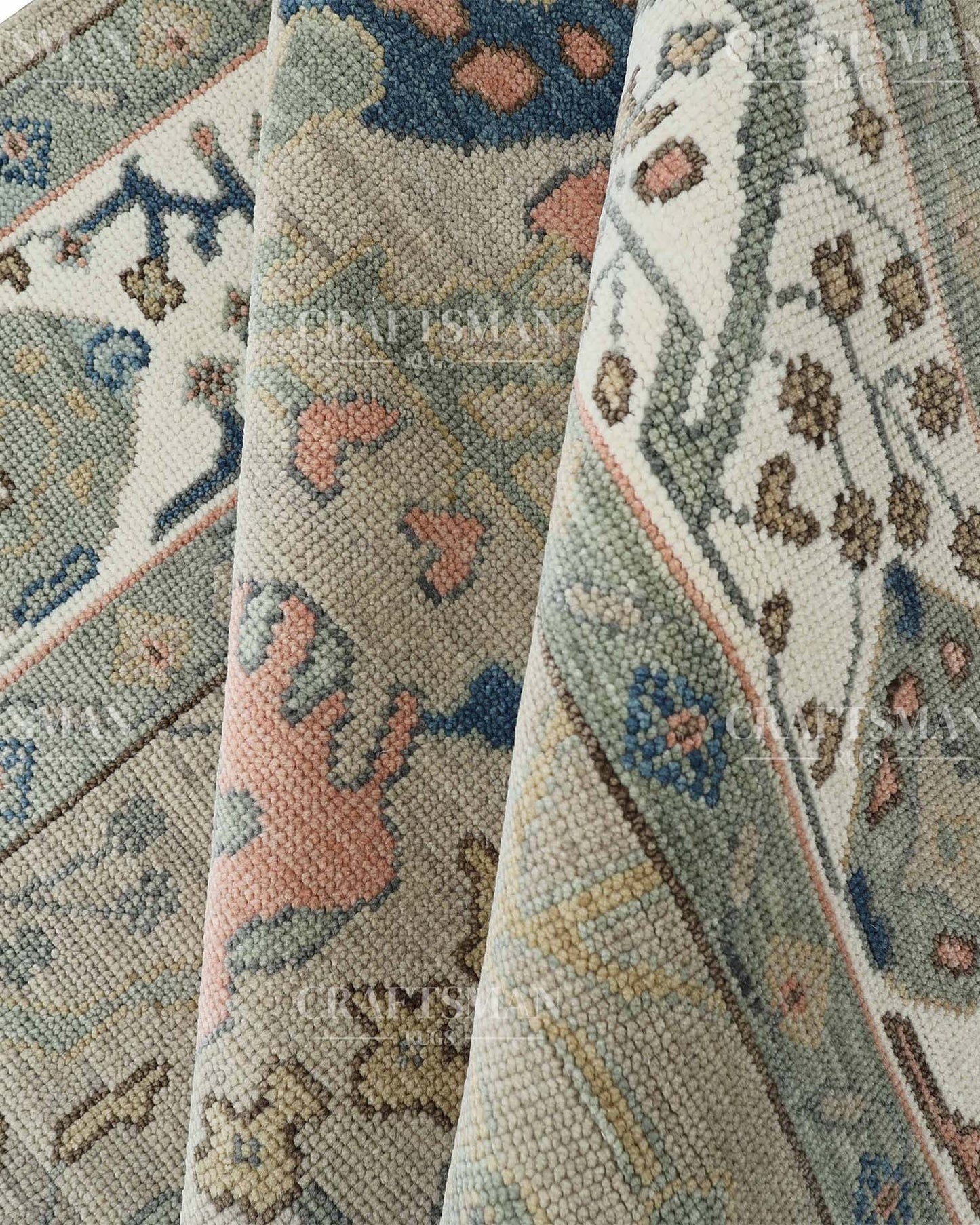 Vellin Wool Hand-Knotted Oushak-Inspired Rug