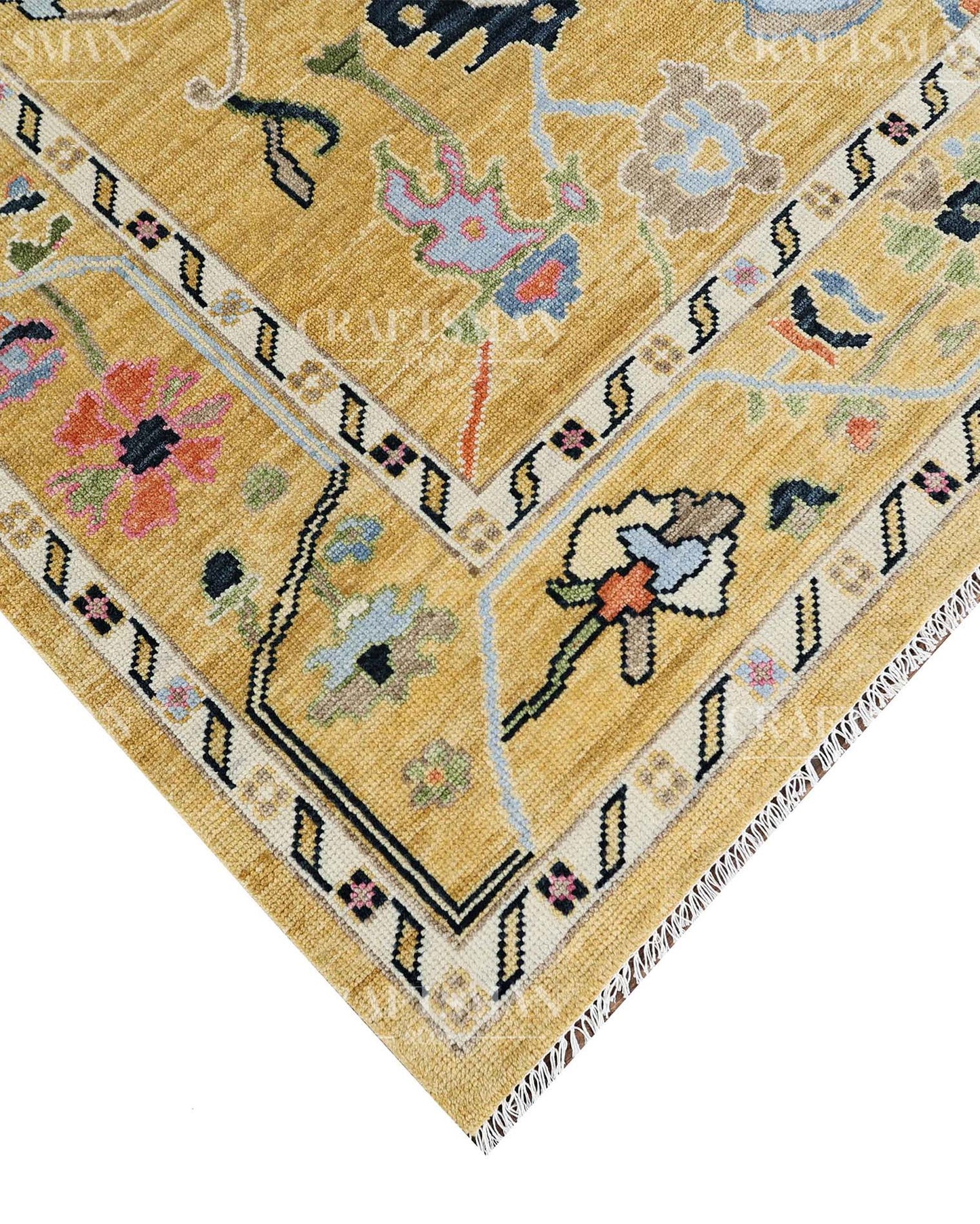 Duvra Wool Hand-Knotted Oushak-Inspired Rug