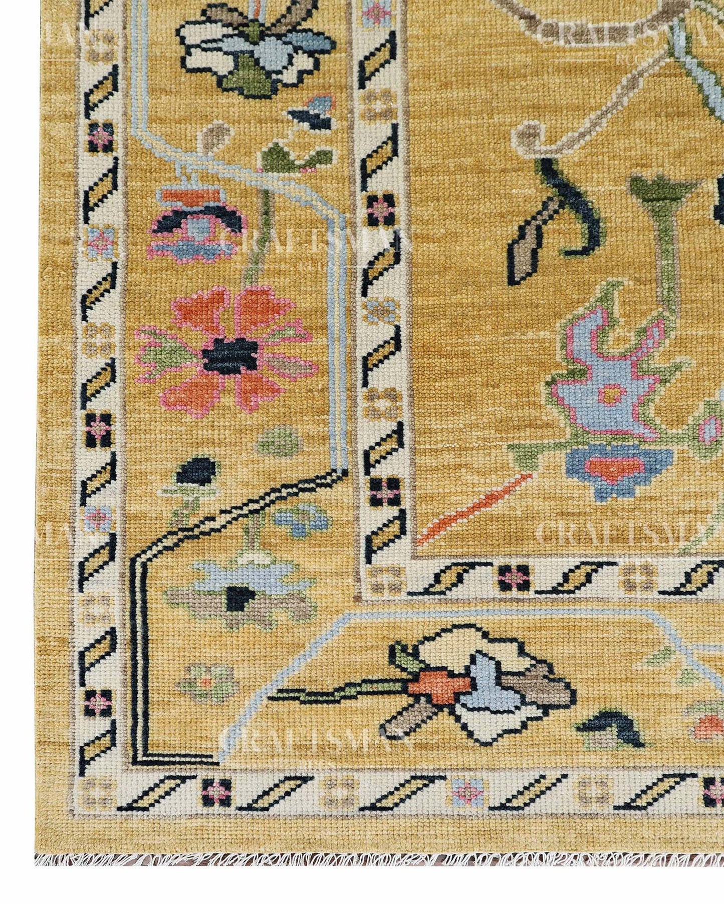 Duvra Wool Hand-Knotted Oushak-Inspired Rug