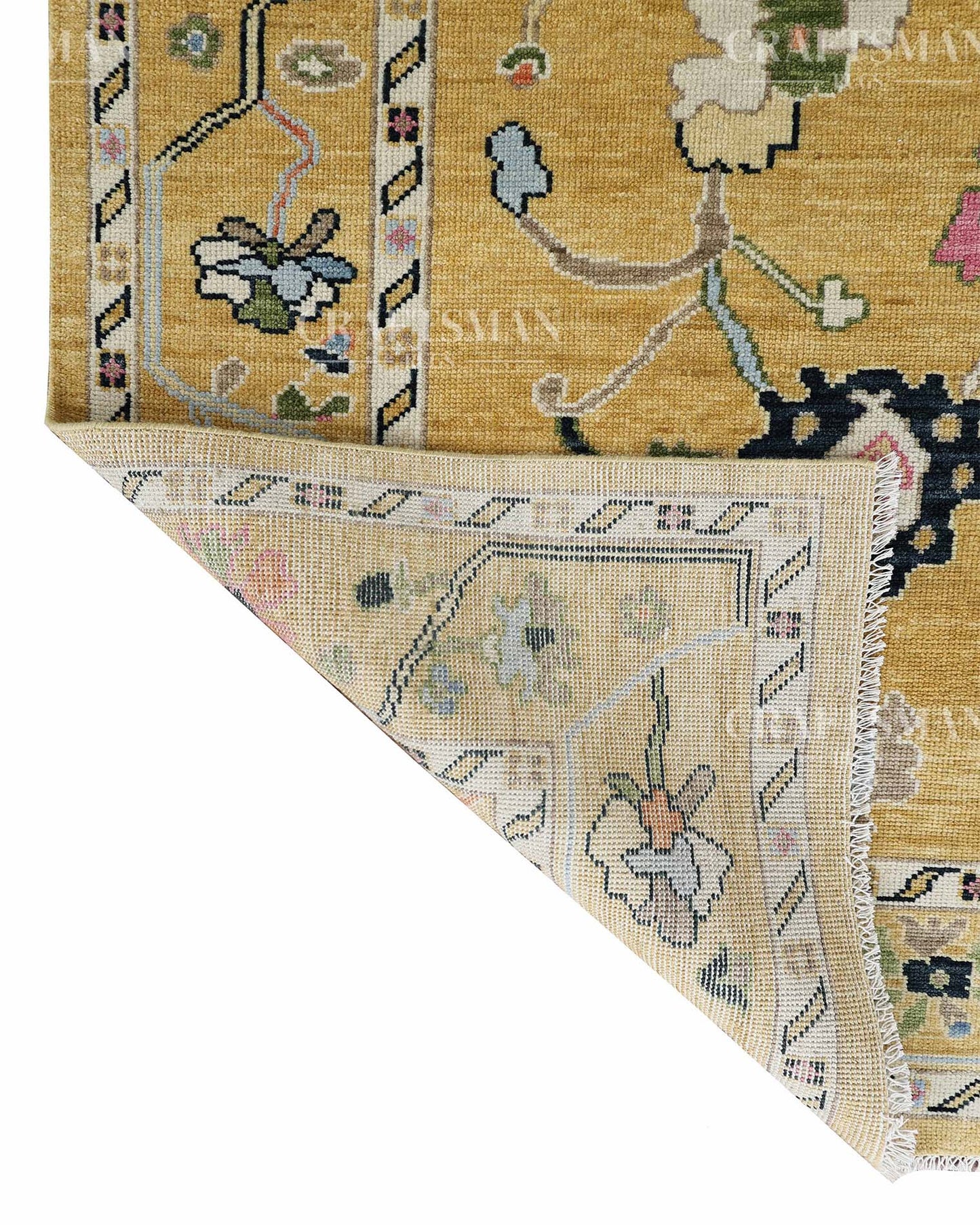Duvra Wool Hand-Knotted Oushak-Inspired Rug
