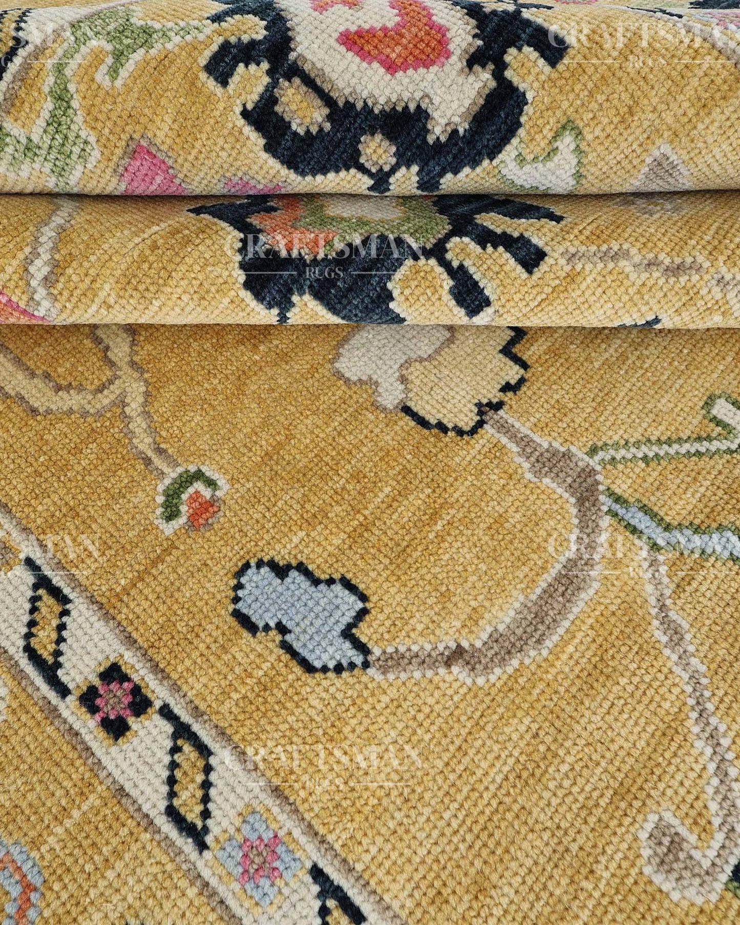 Duvra Wool Hand-Knotted Oushak-Inspired Rug