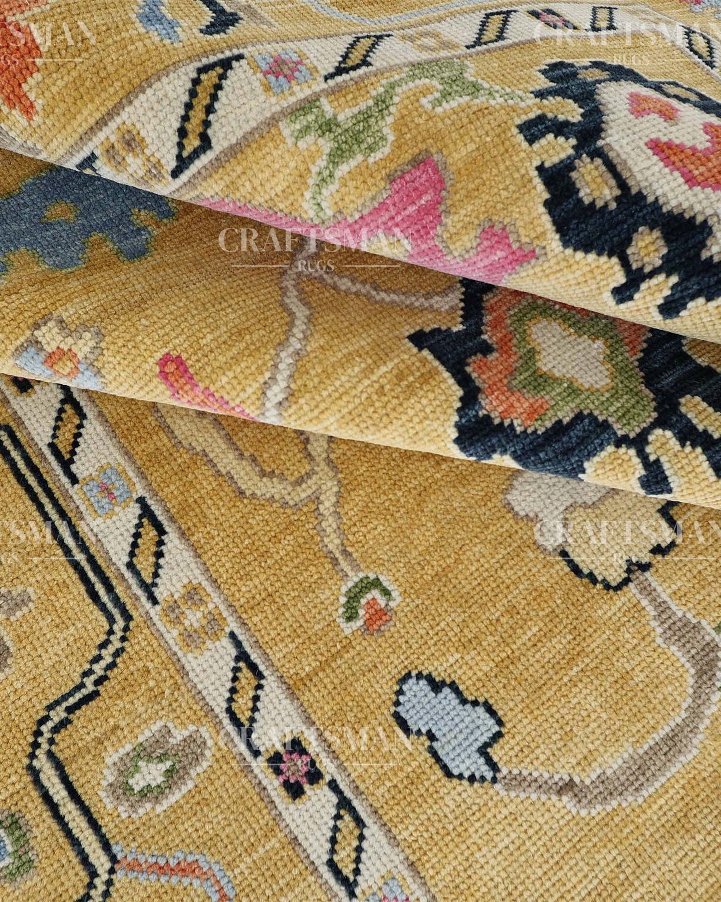 Duvra Wool Hand-Knotted Oushak-Inspired Rug