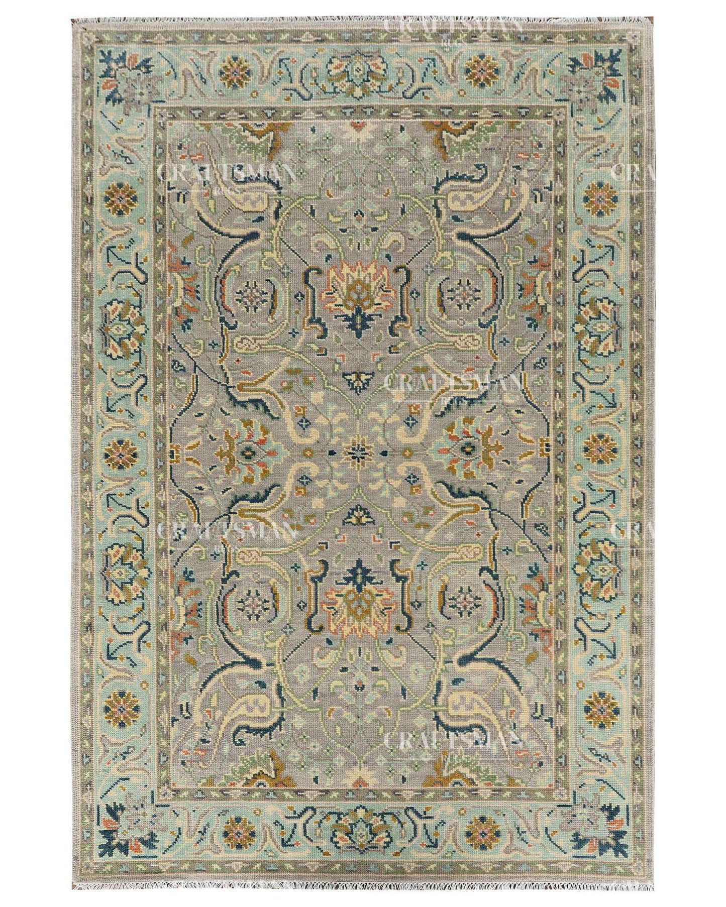 Wevra Wool Hand-Knotted Oushak-Inspired Rug