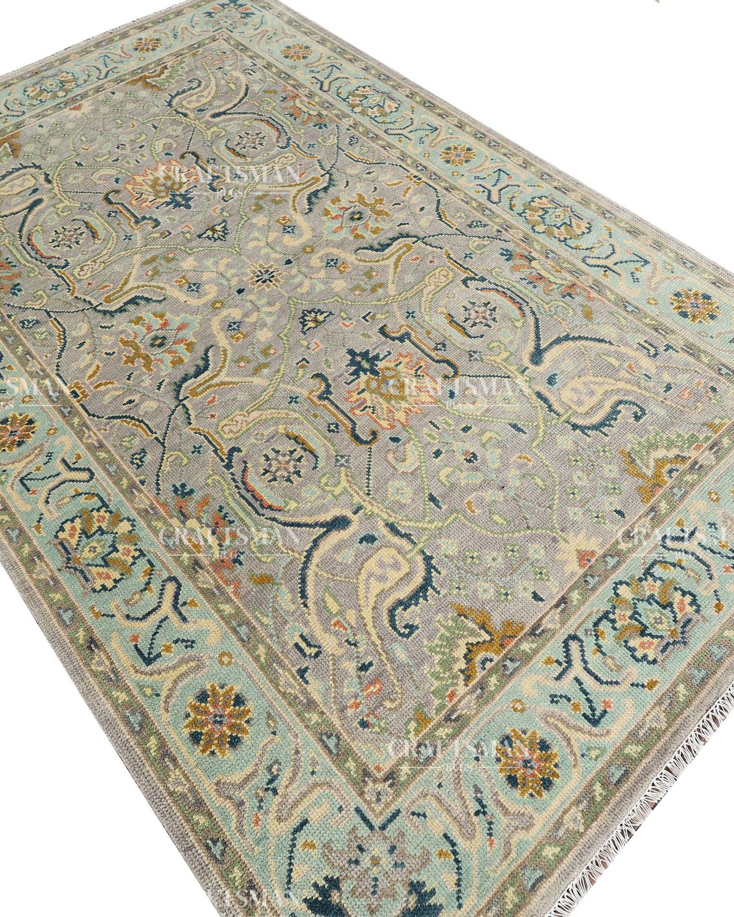 Wevra Wool Hand-Knotted Oushak-Inspired Rug